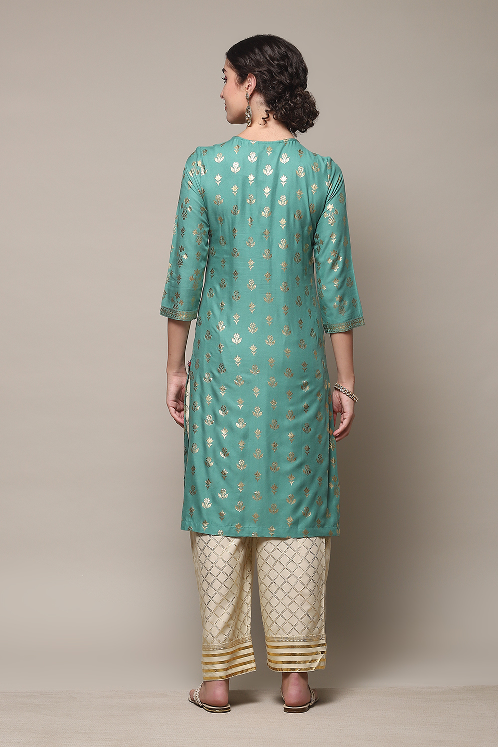 Navy Blue Rayon Straight Kurta Pants Set image number 4