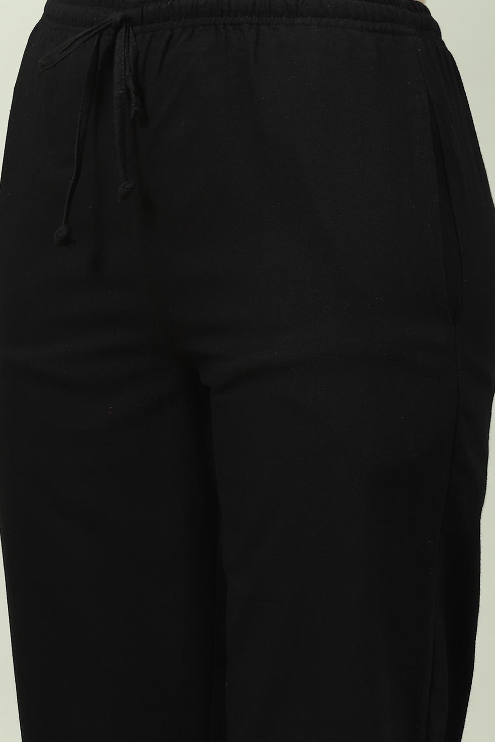 Black Cotton Blend Narrow Pant image number 1
