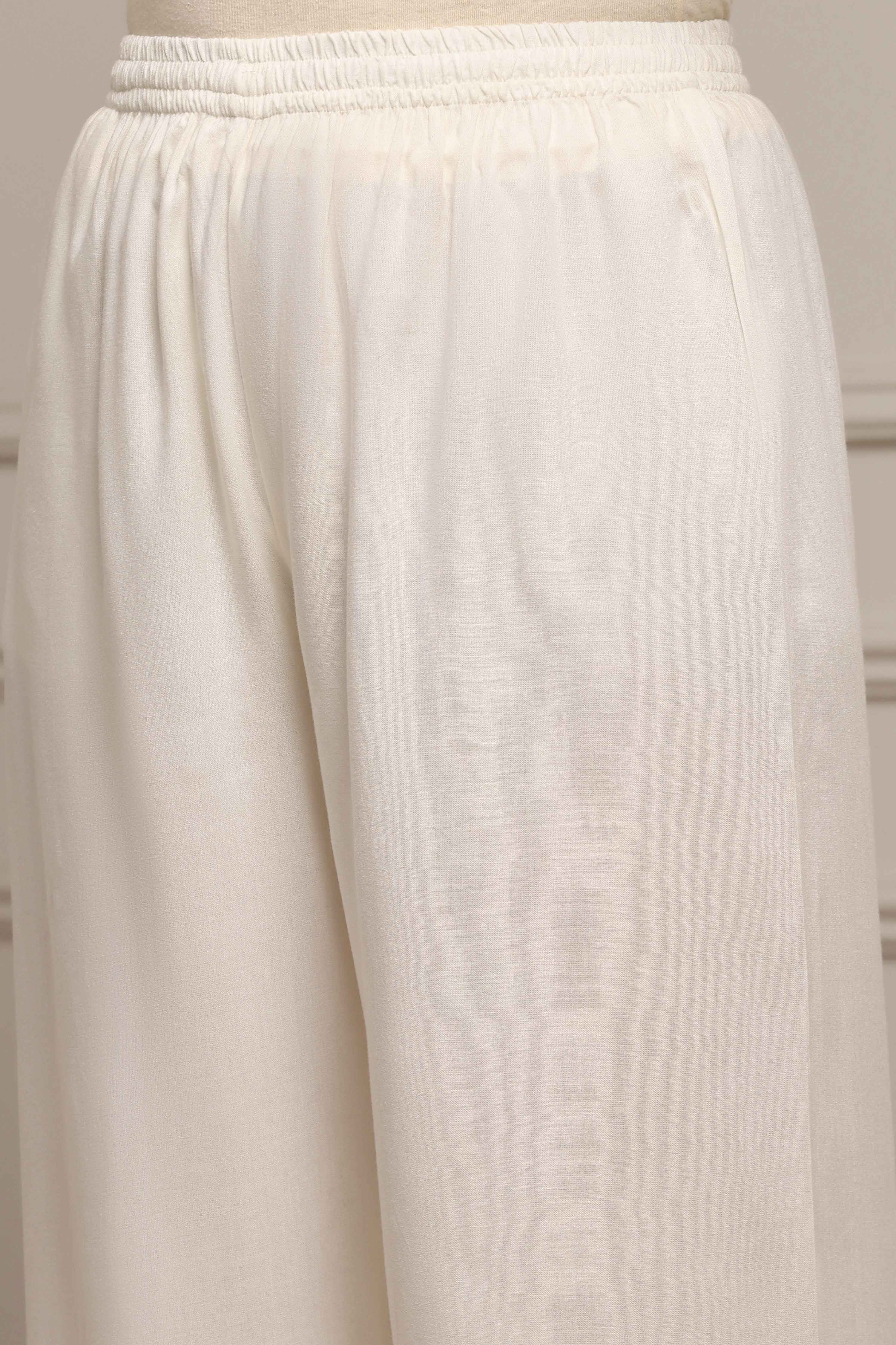 Blue Viscose Rayon Straight Palazzos image number 1