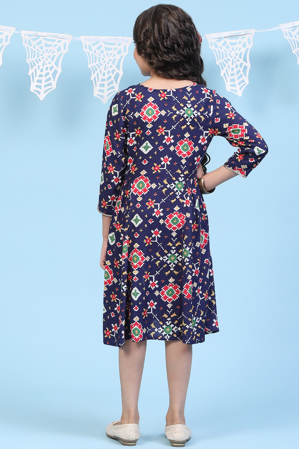 Black Rayon Flared Printed Kurta image number 4