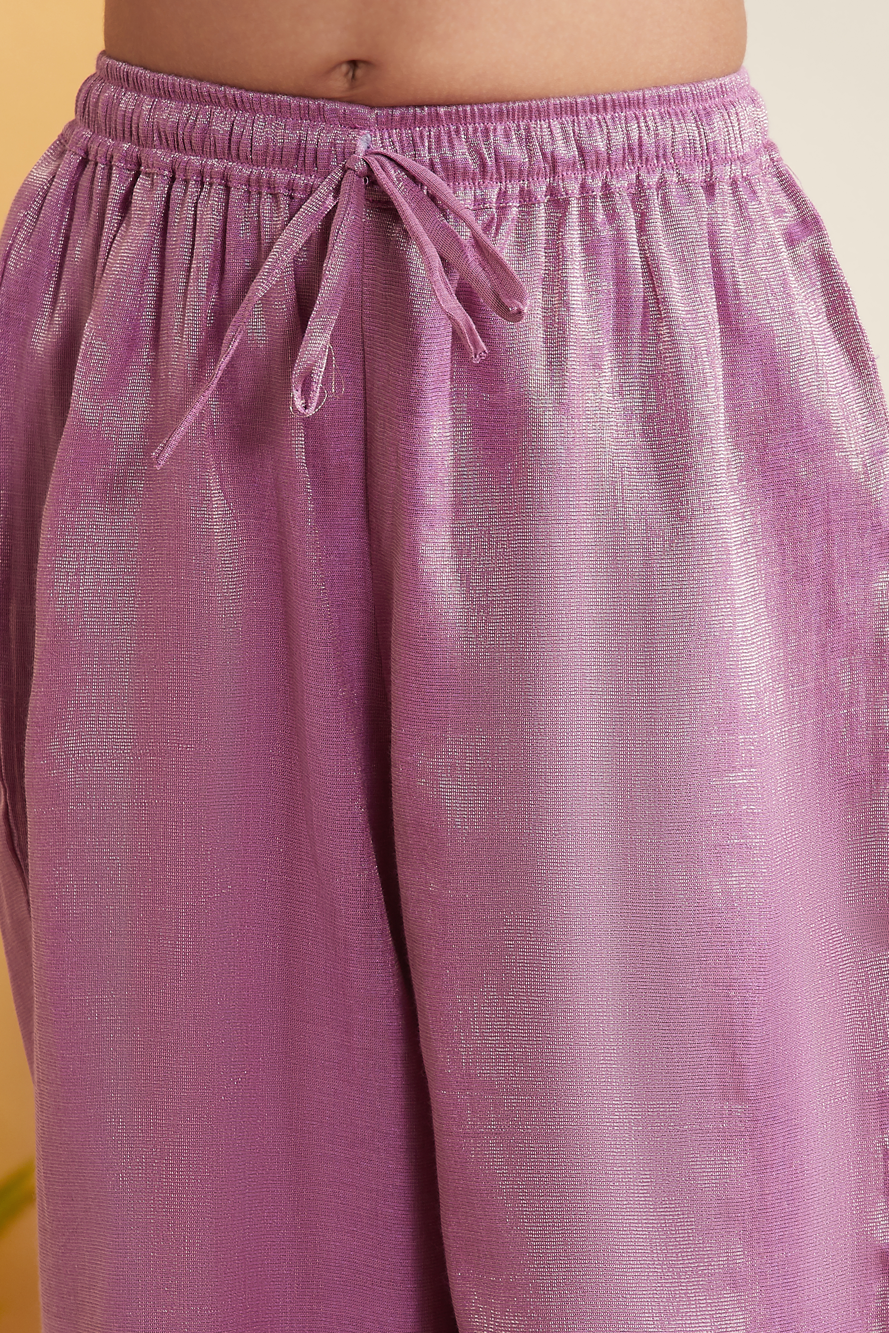 Purple Cotton Embellished Straight Kurta Set image number 2