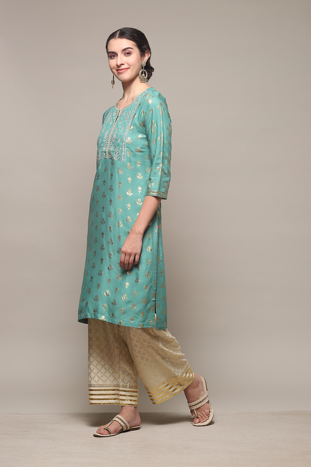 Coral Rayon Straight Kurta Palazzo Suit Set image number 0