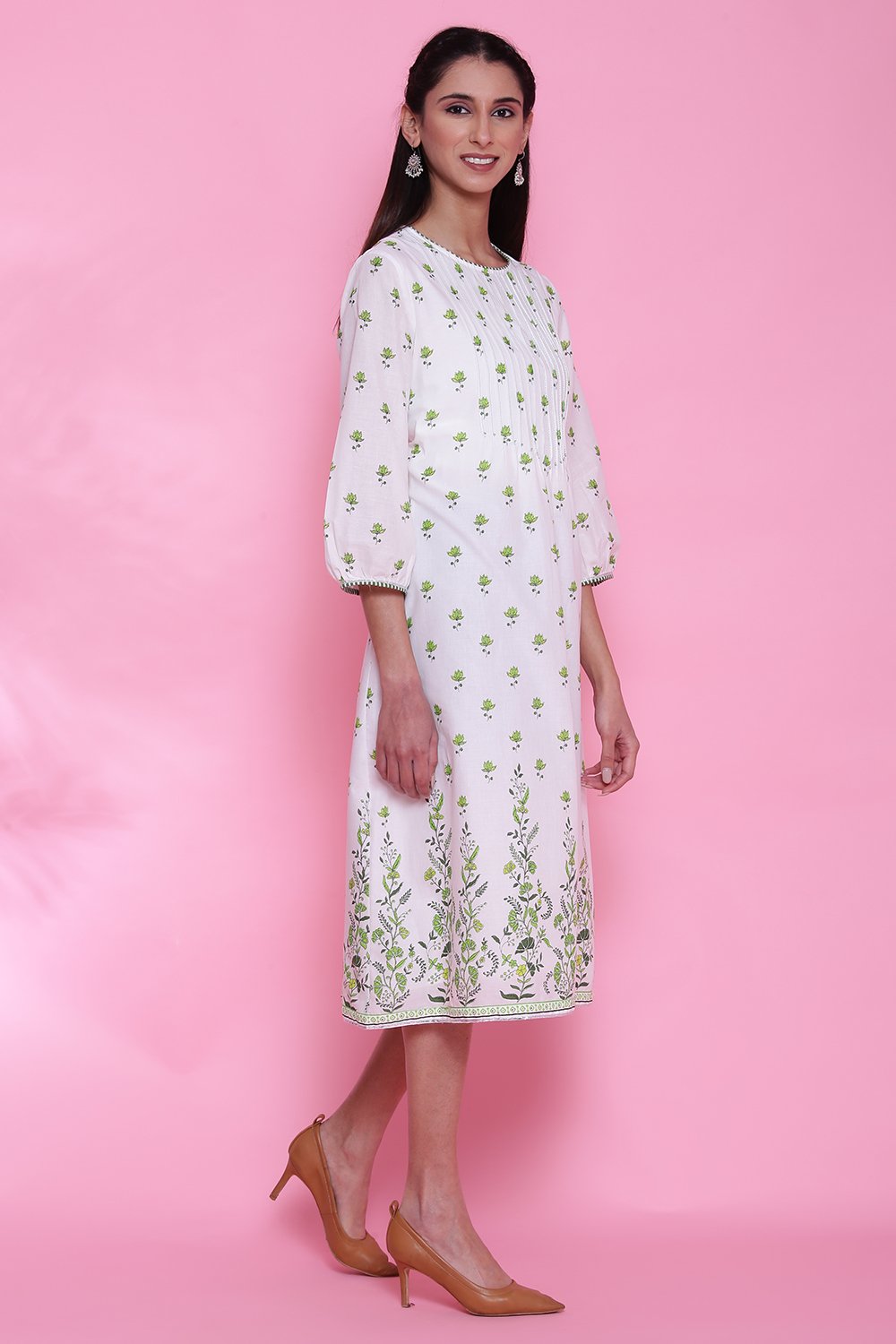 Sky Blue Cotton Straight Kurta image number 4