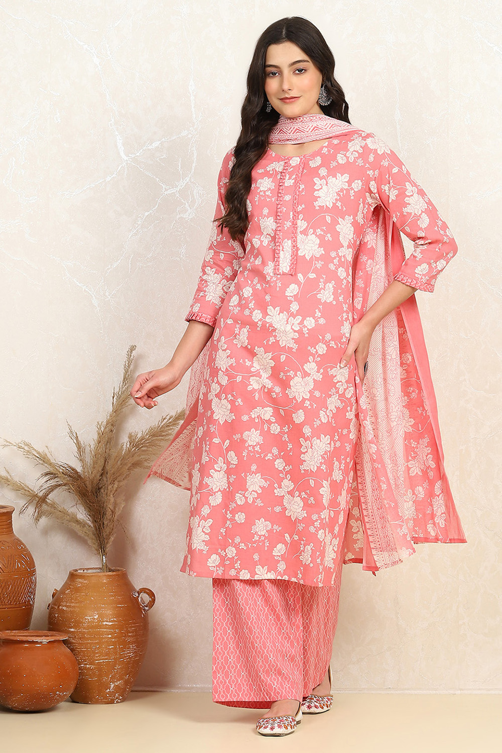 Rama Cotton Screen Print Unstitched Suit Set image number 1