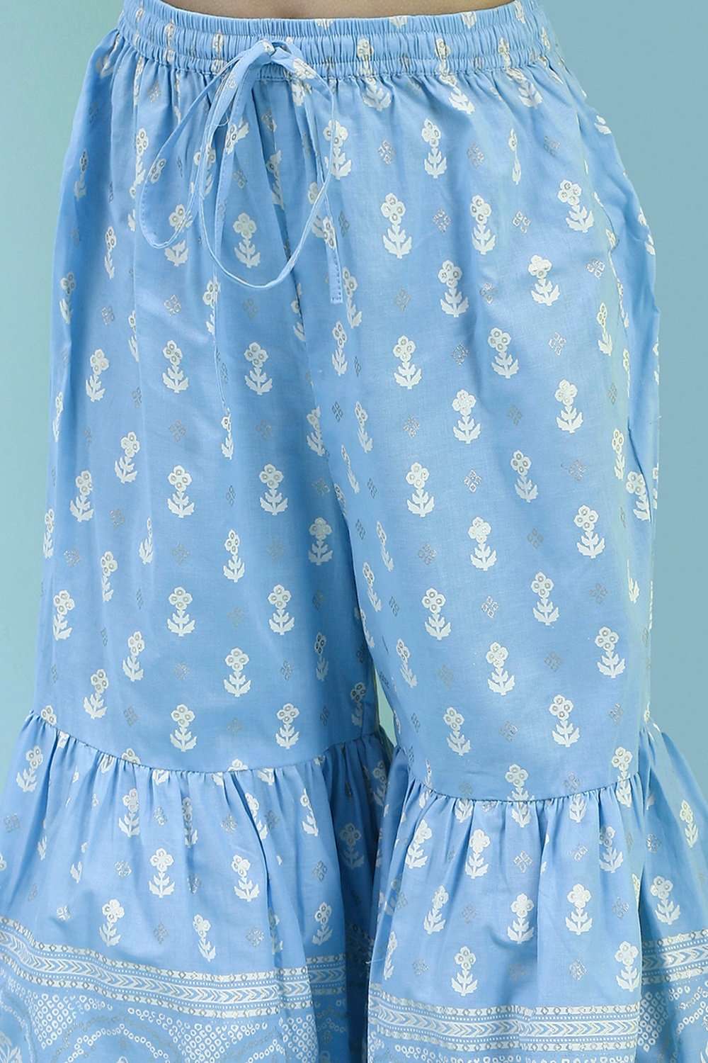 Powder Blue Cotton Tiered Suit Set image number 2