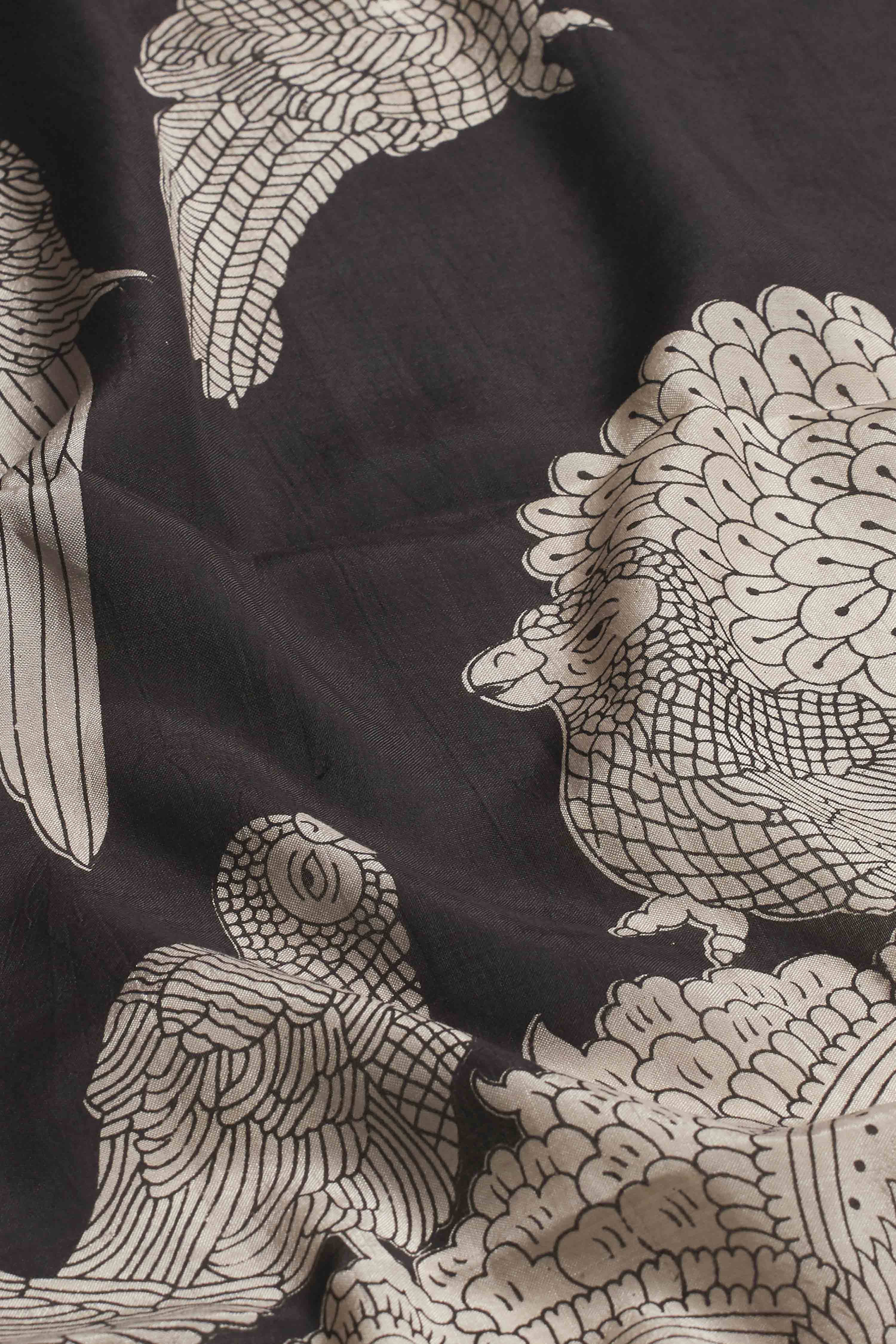 Black Chennur Silk Printed Dupatta image number 2