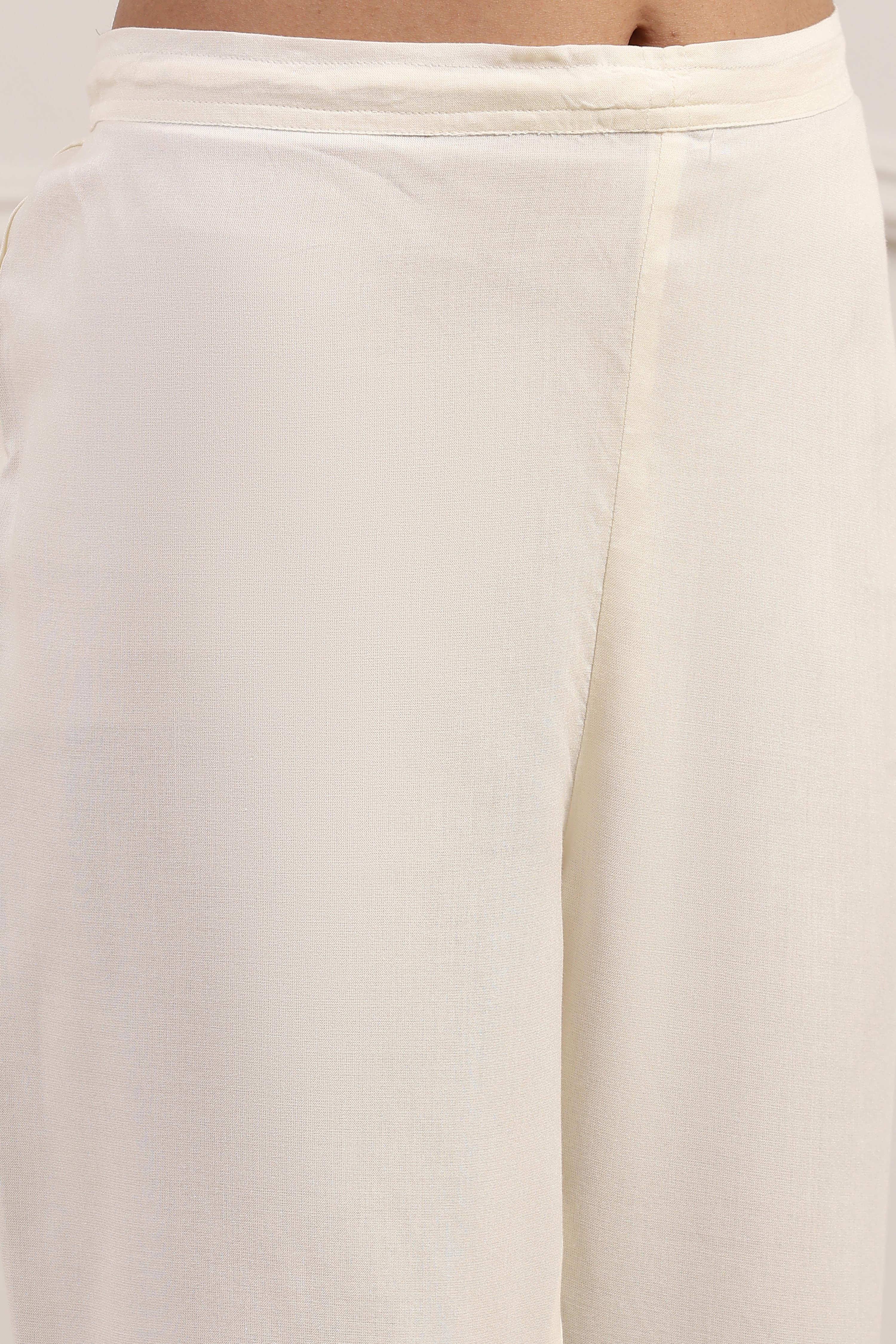 White Viscose Rayon Yoke Design Kalidar Kurta Set image number 2
