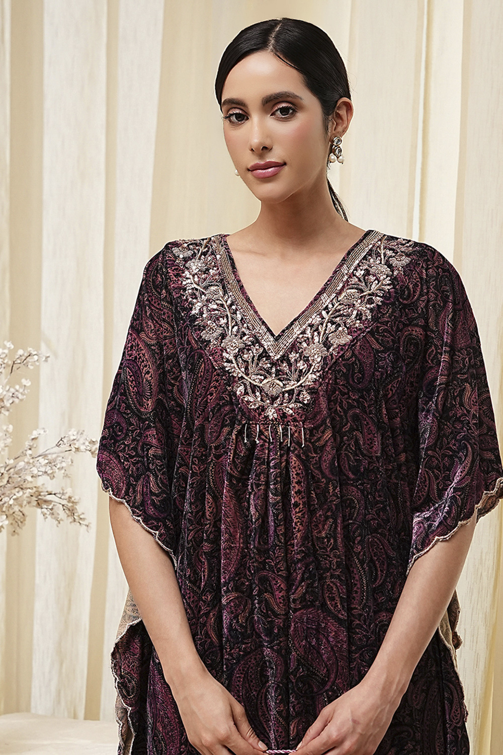 Purple Art Silk A-Line Kurta Palazzo Suit Set image number 1