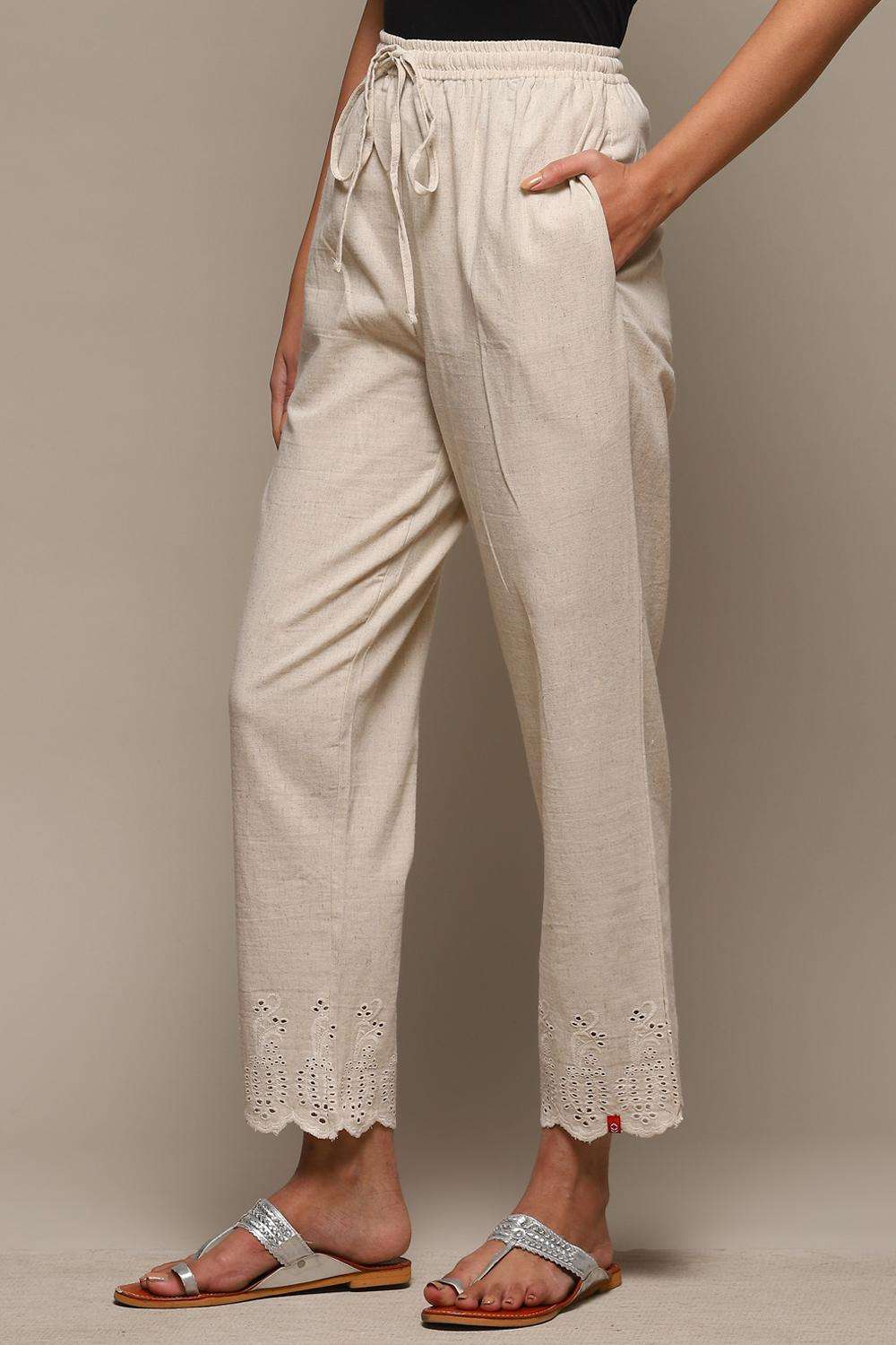 Black Cotton Blend Narrow Pant image number 2