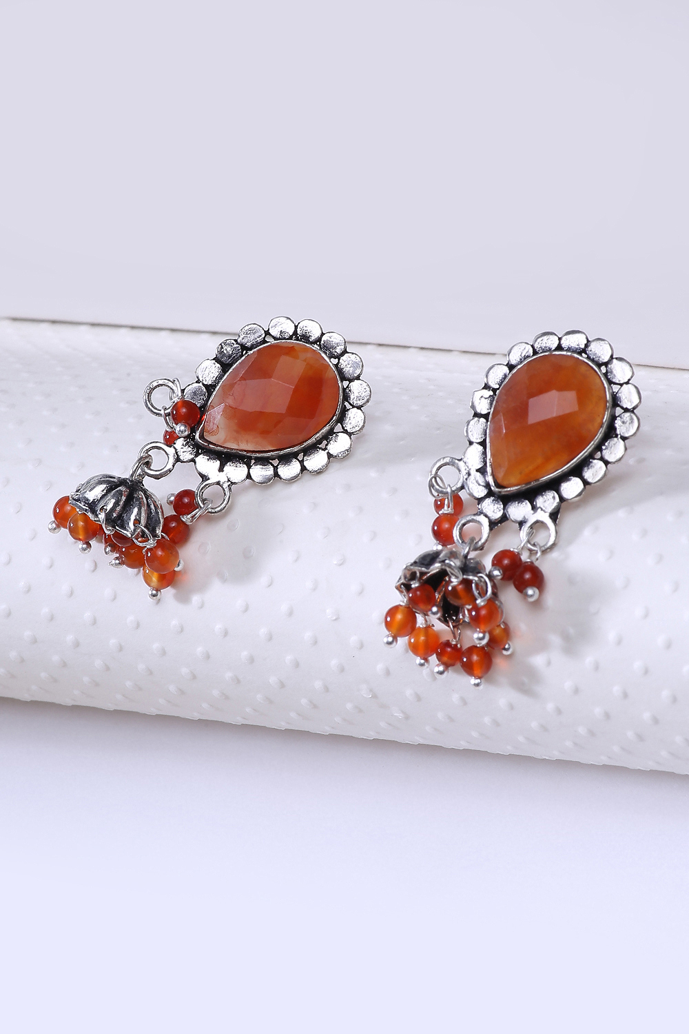 Orange Chalcedony Earrings image number 1