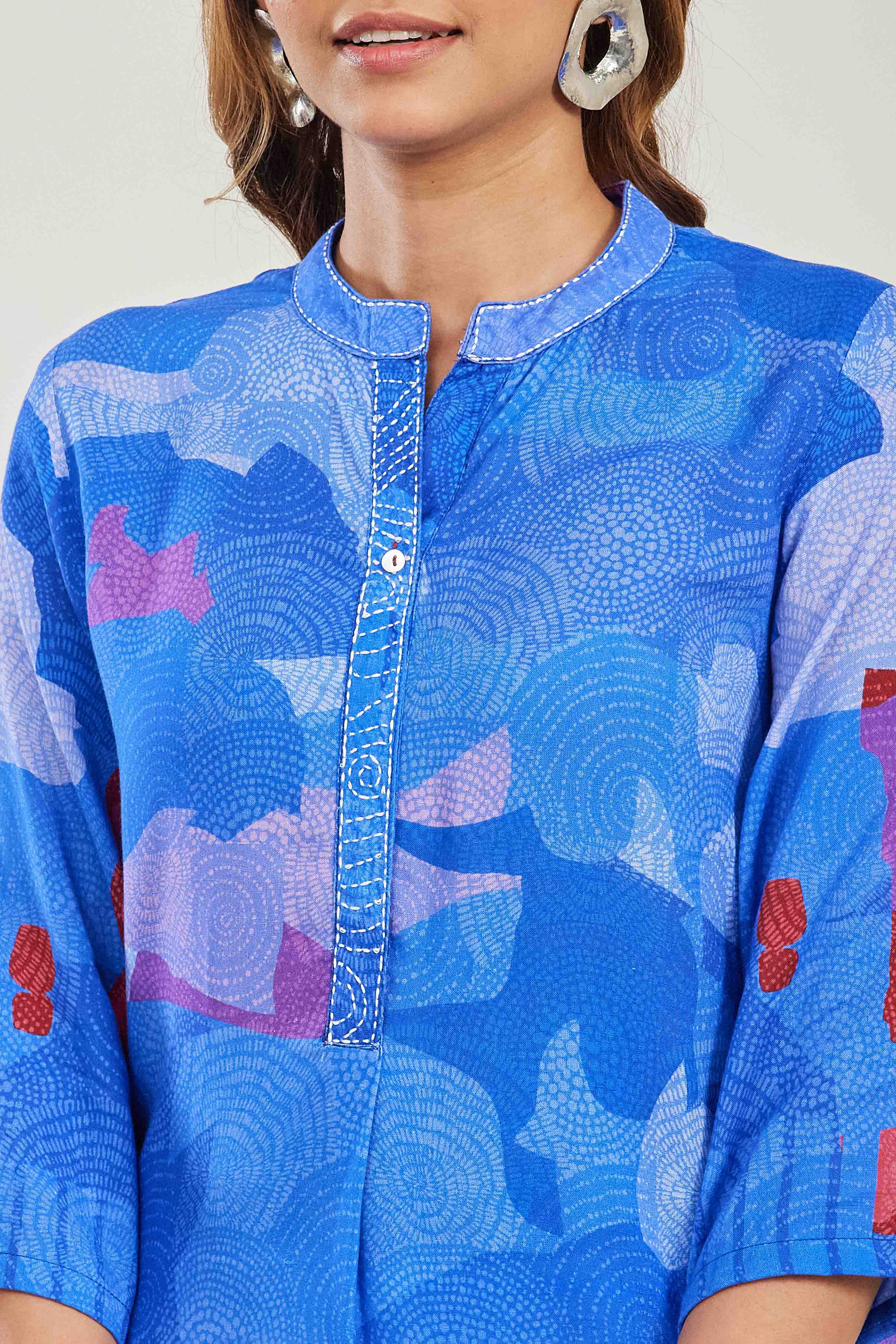 Blue Viscose Rayon Straight Kurta image number 2