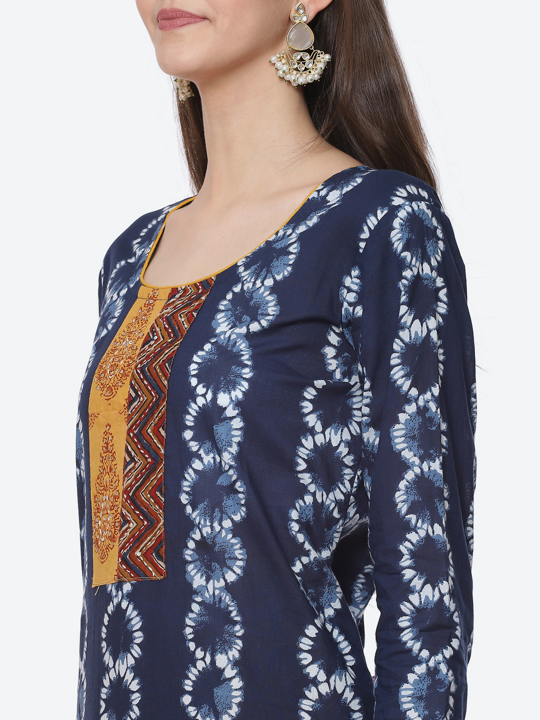 Indigo Cotton Unstitched Suit Set image number 1