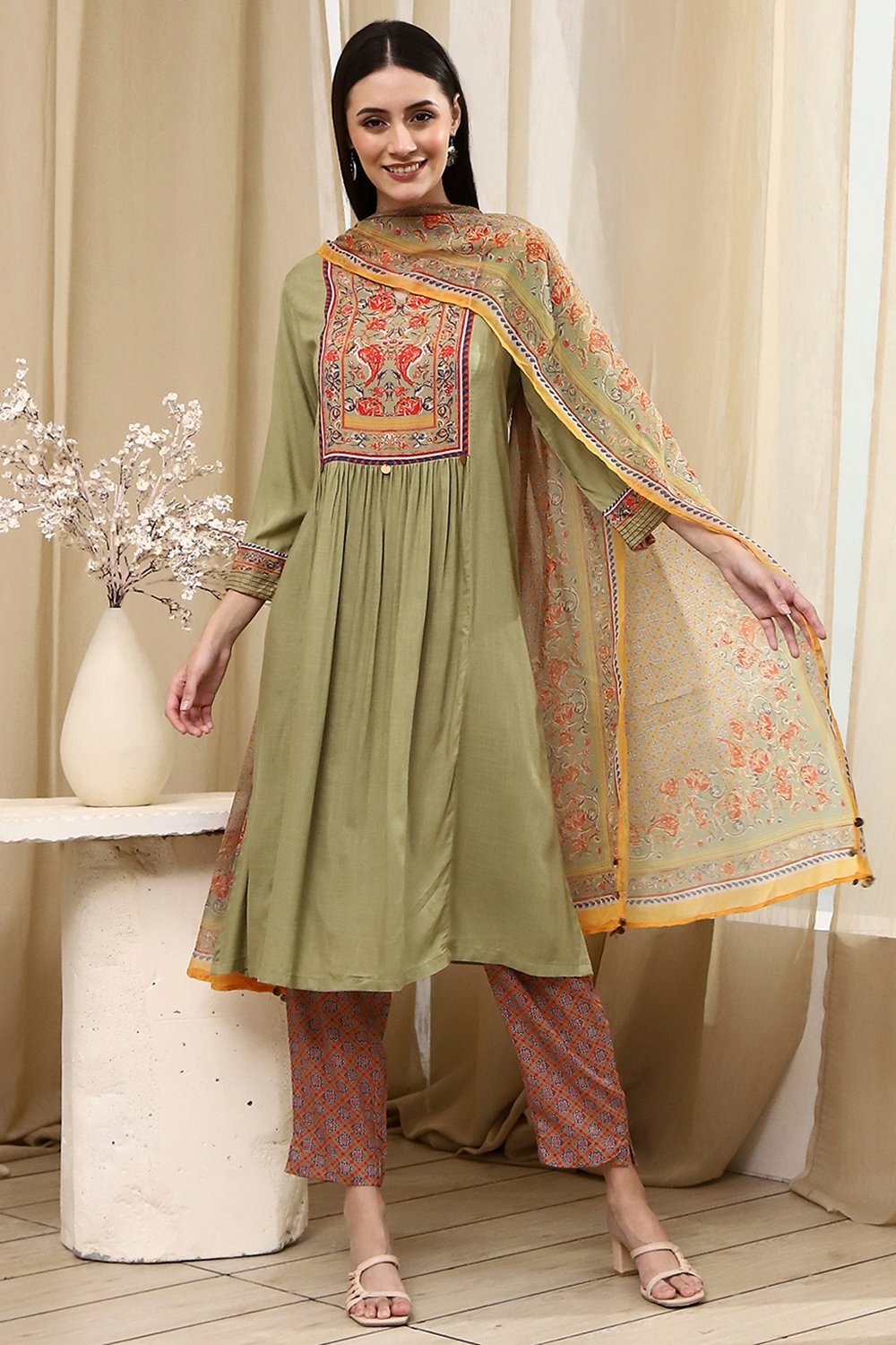 Brown Rayon Viscose Narrow Suit Set image number 6