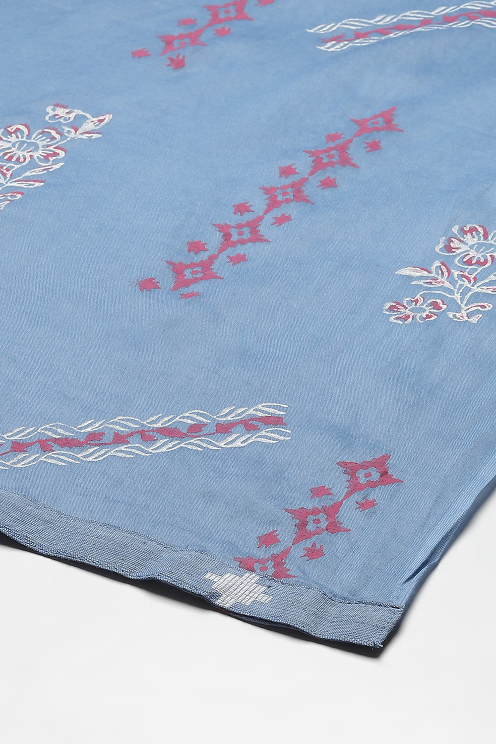 Indigo Cotton Machine Embroidered Unstitched Suit Set image number 4
