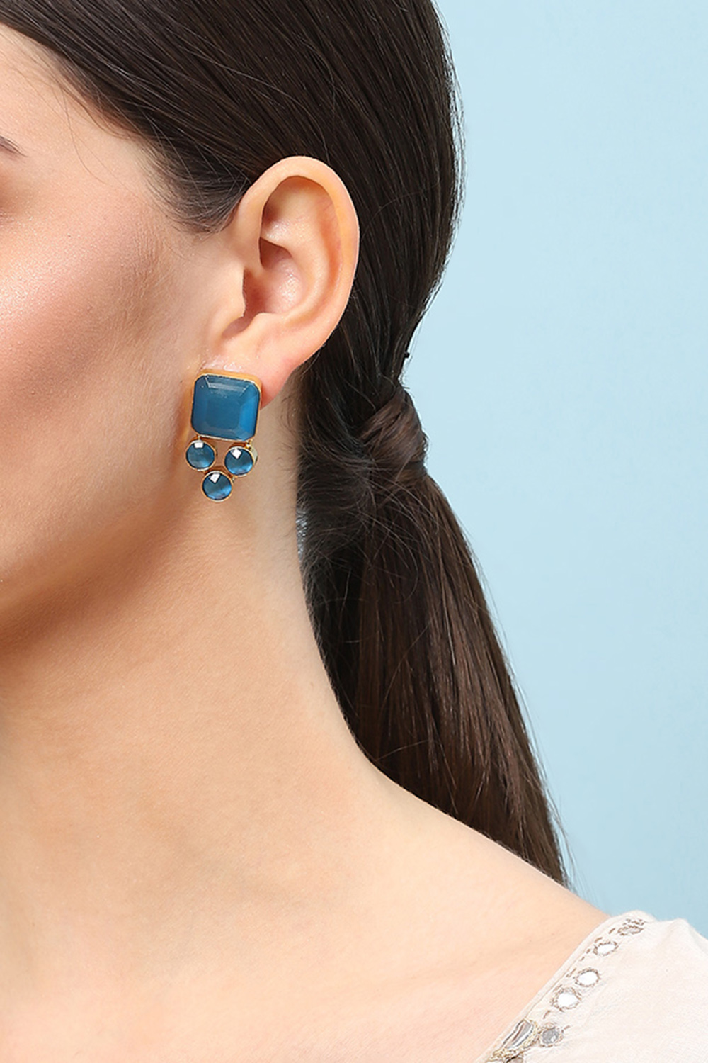 Blue Brass Earrings image number 1
