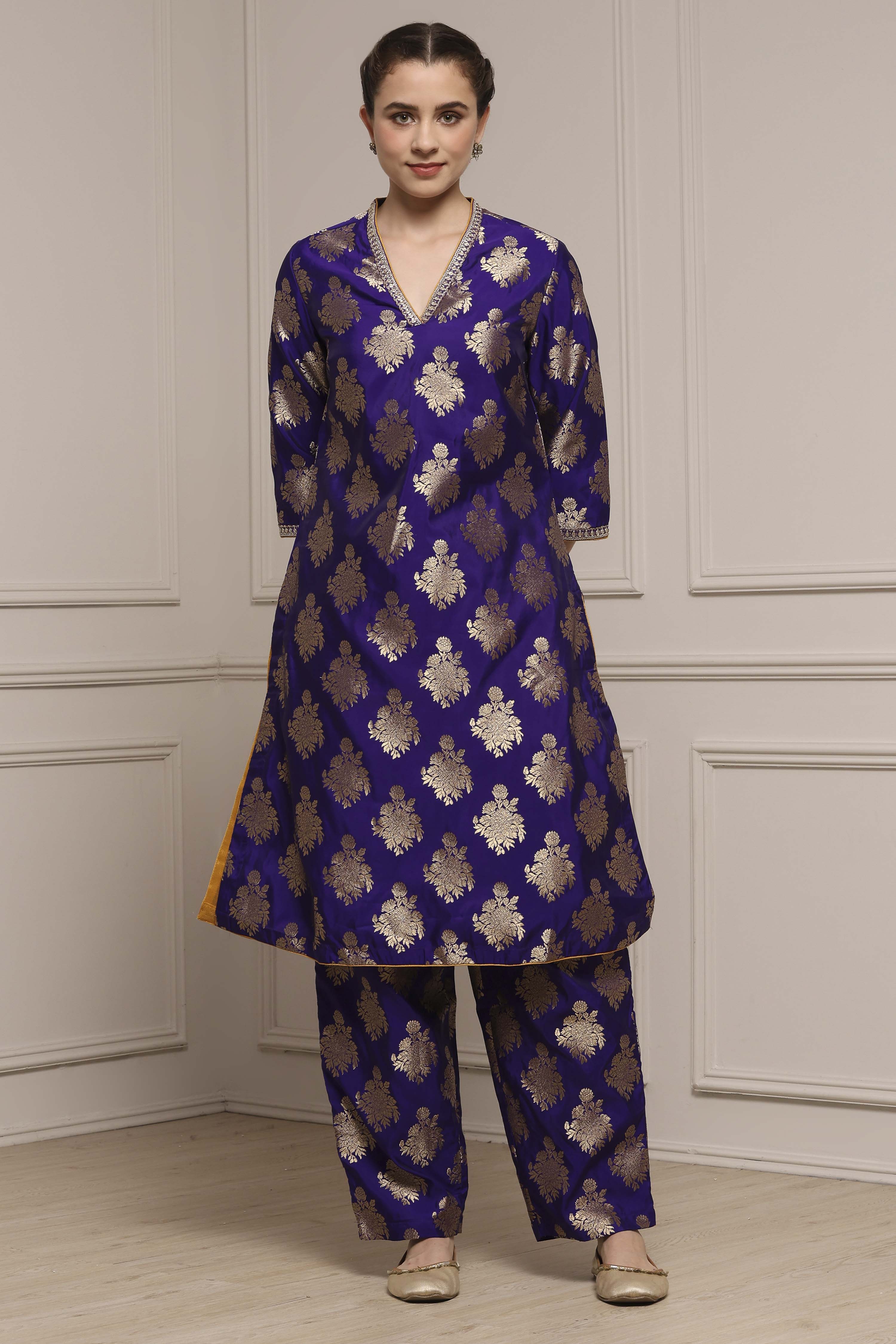 Fuchsia Pink Art Silk Printed Straight Co-ord Set image number 6