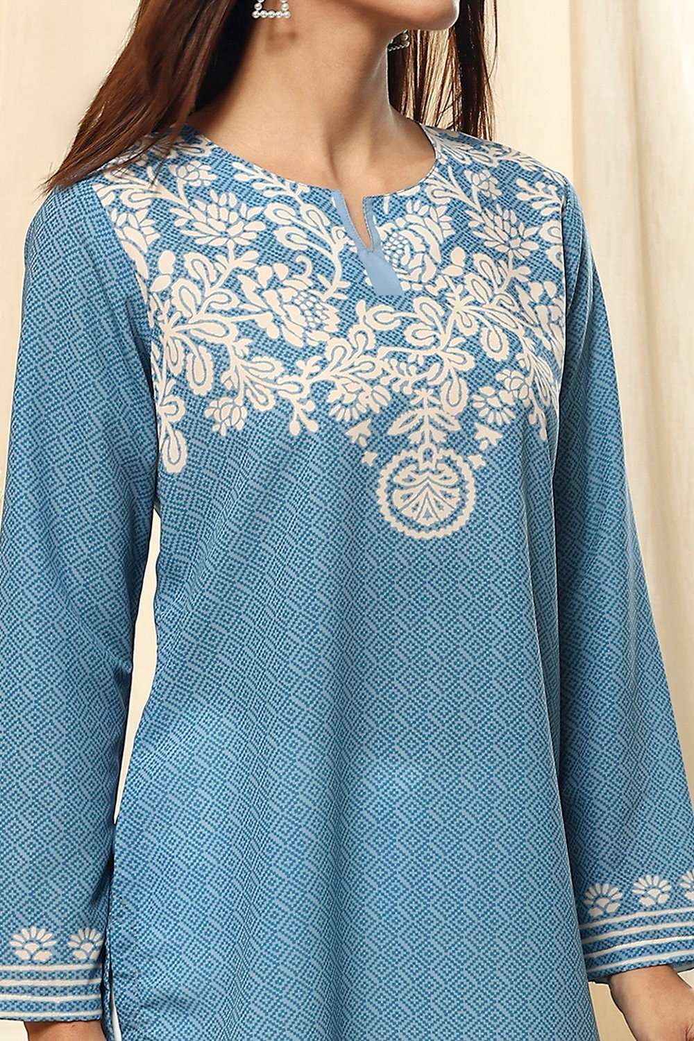 Mustard Yellow Printed Straight Short Kurta image number 1