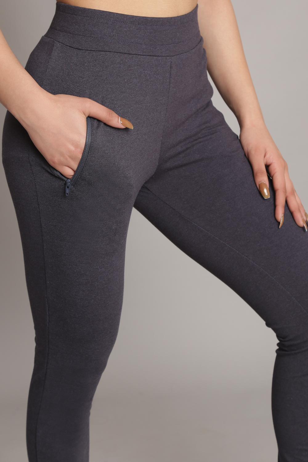 Charcoal Melange Knitted Cotton Blend Joggers image number 1