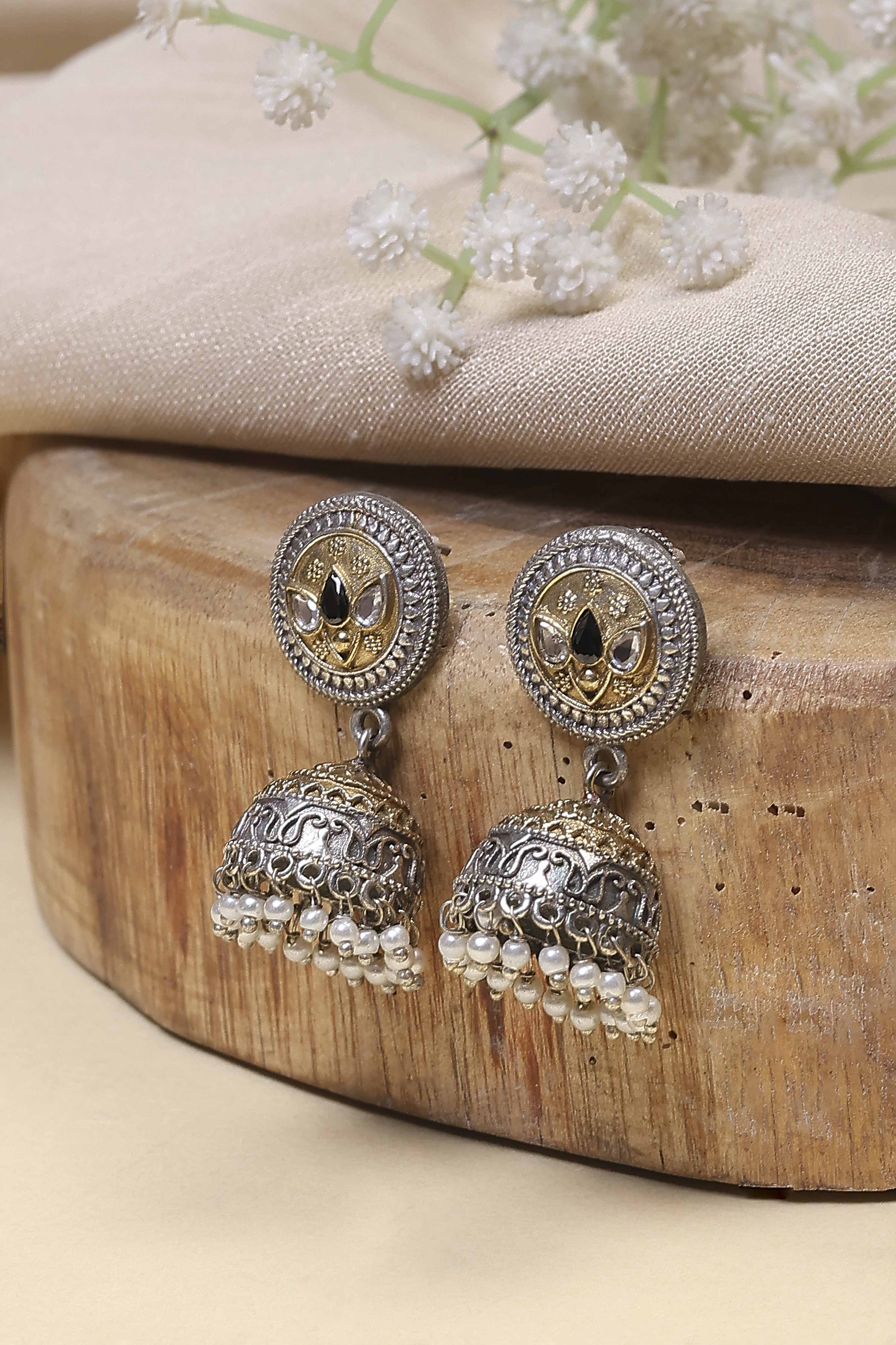 Oxidised Gold Earrings image number 0