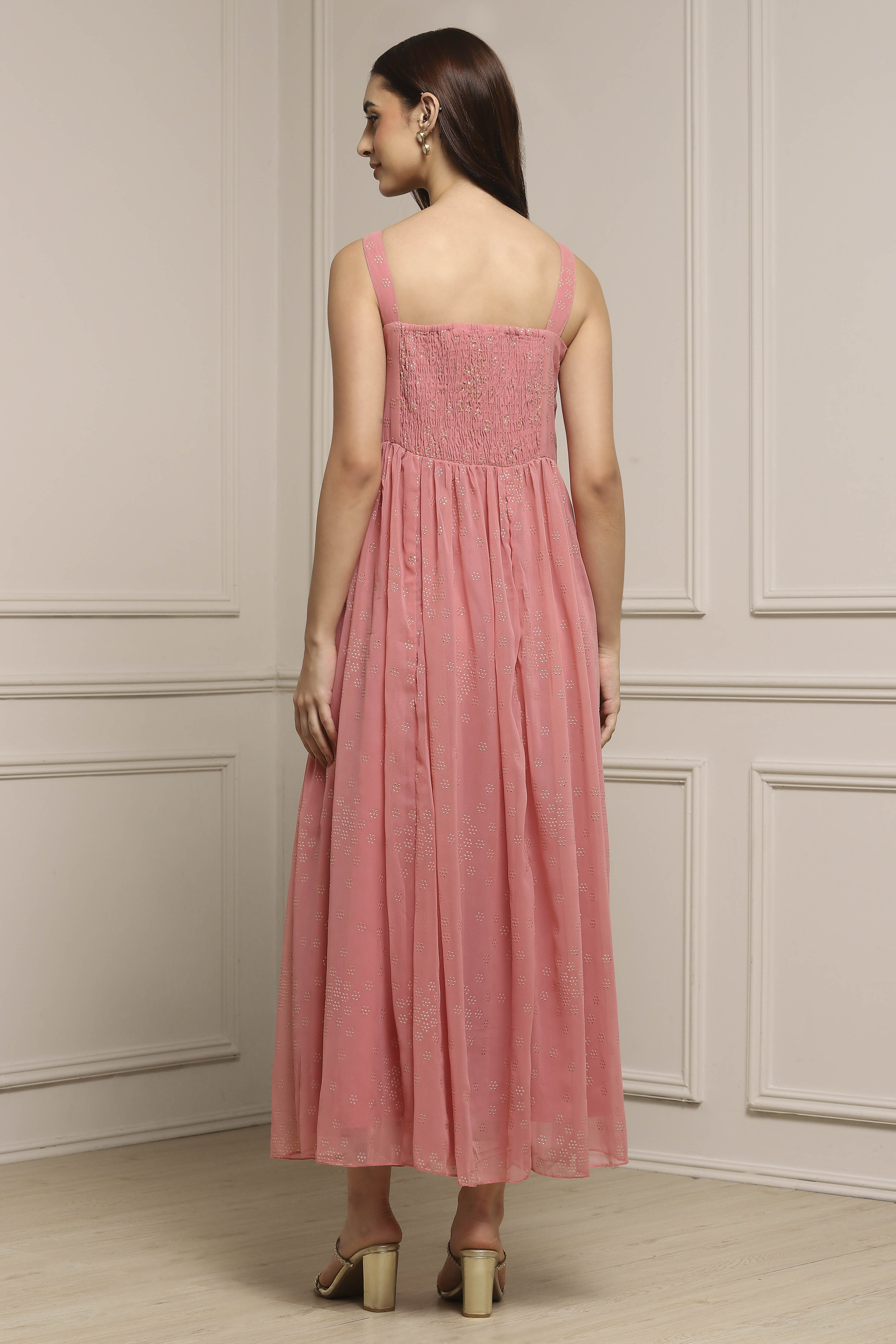 Black Polyester Flared Solid Dress image number 3