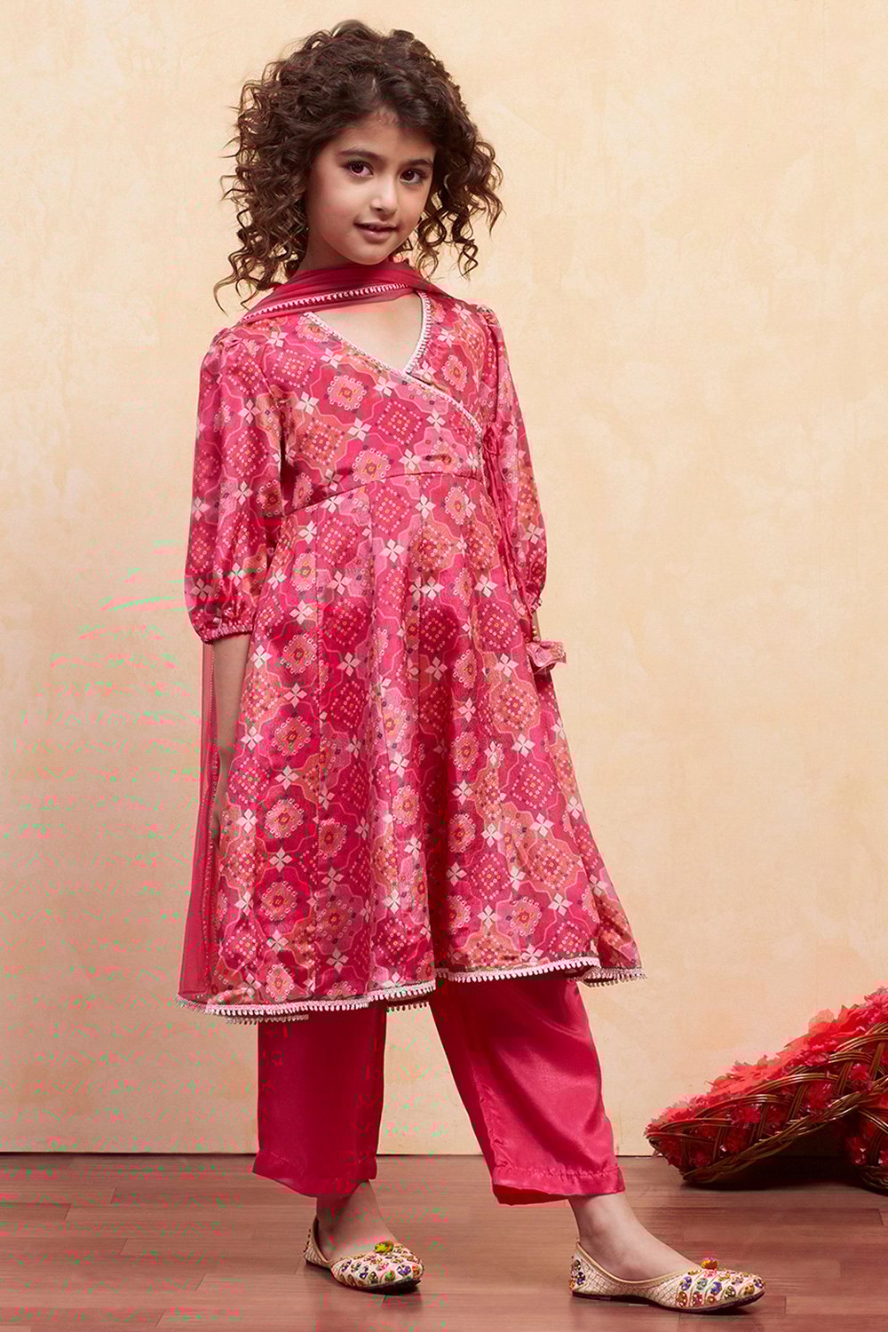 Coral Pink Polyester Flared Suit Set image number 5