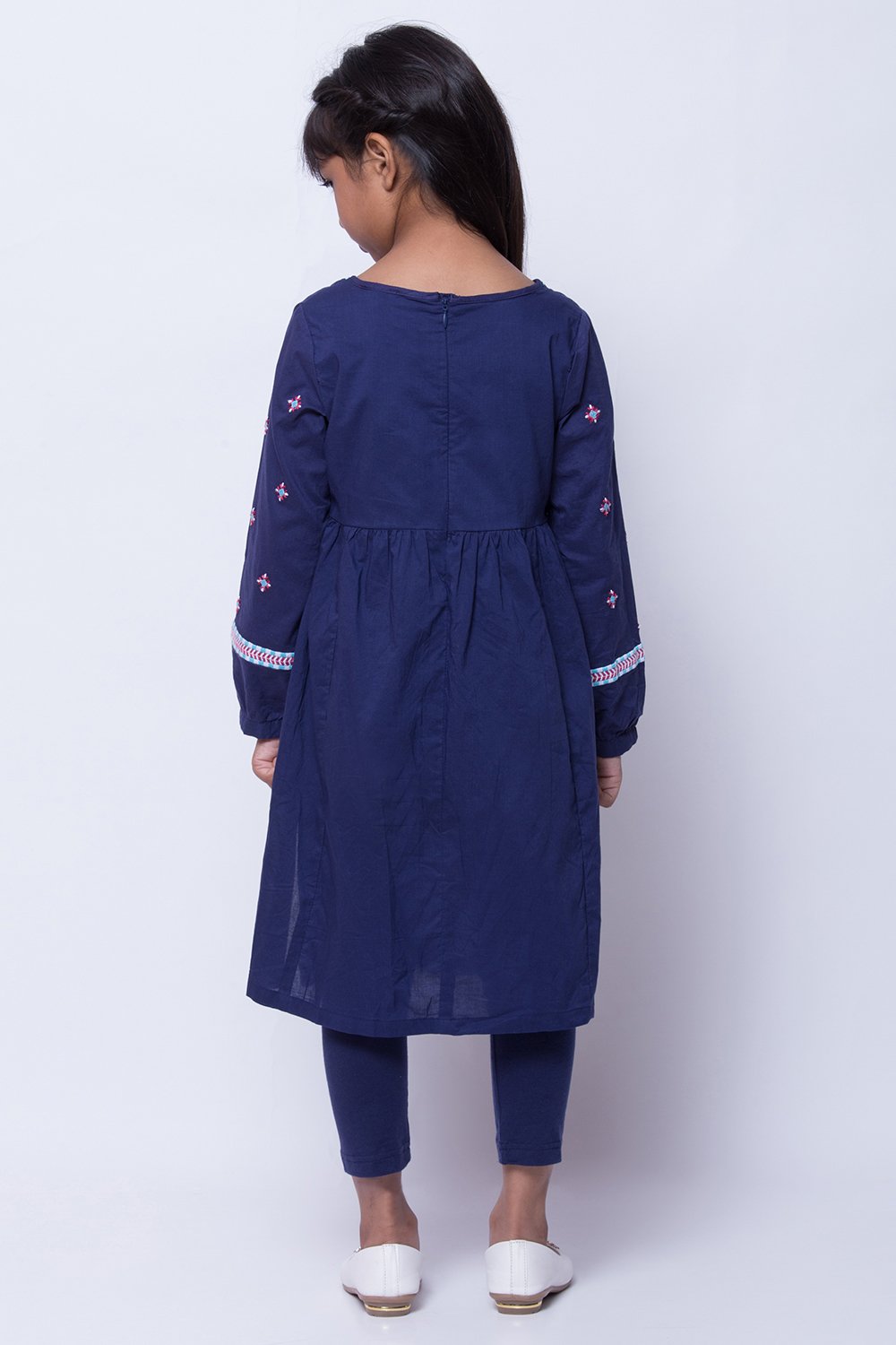 Indigo Cotton Anarkali Kurta Legging Suit Set image number 4