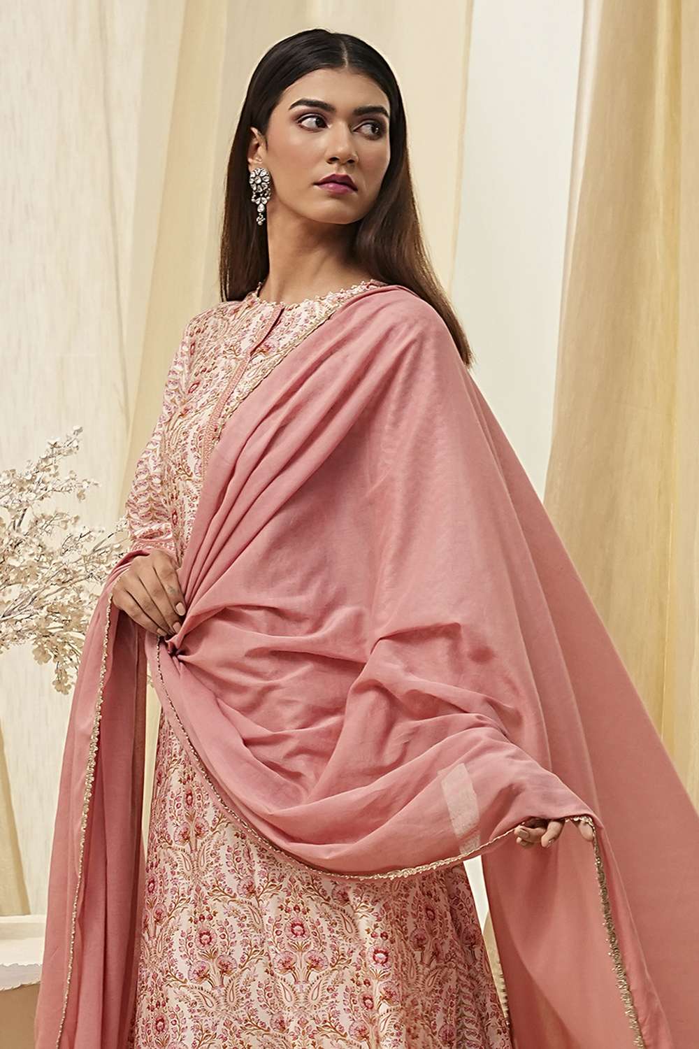 Red Cotton Solid Dupatta image number 0