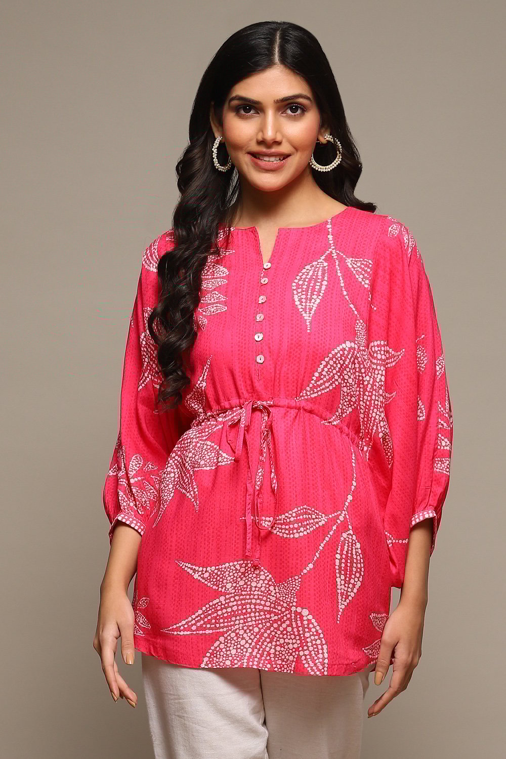 Blue LIVA Straight Printed Top image number 5