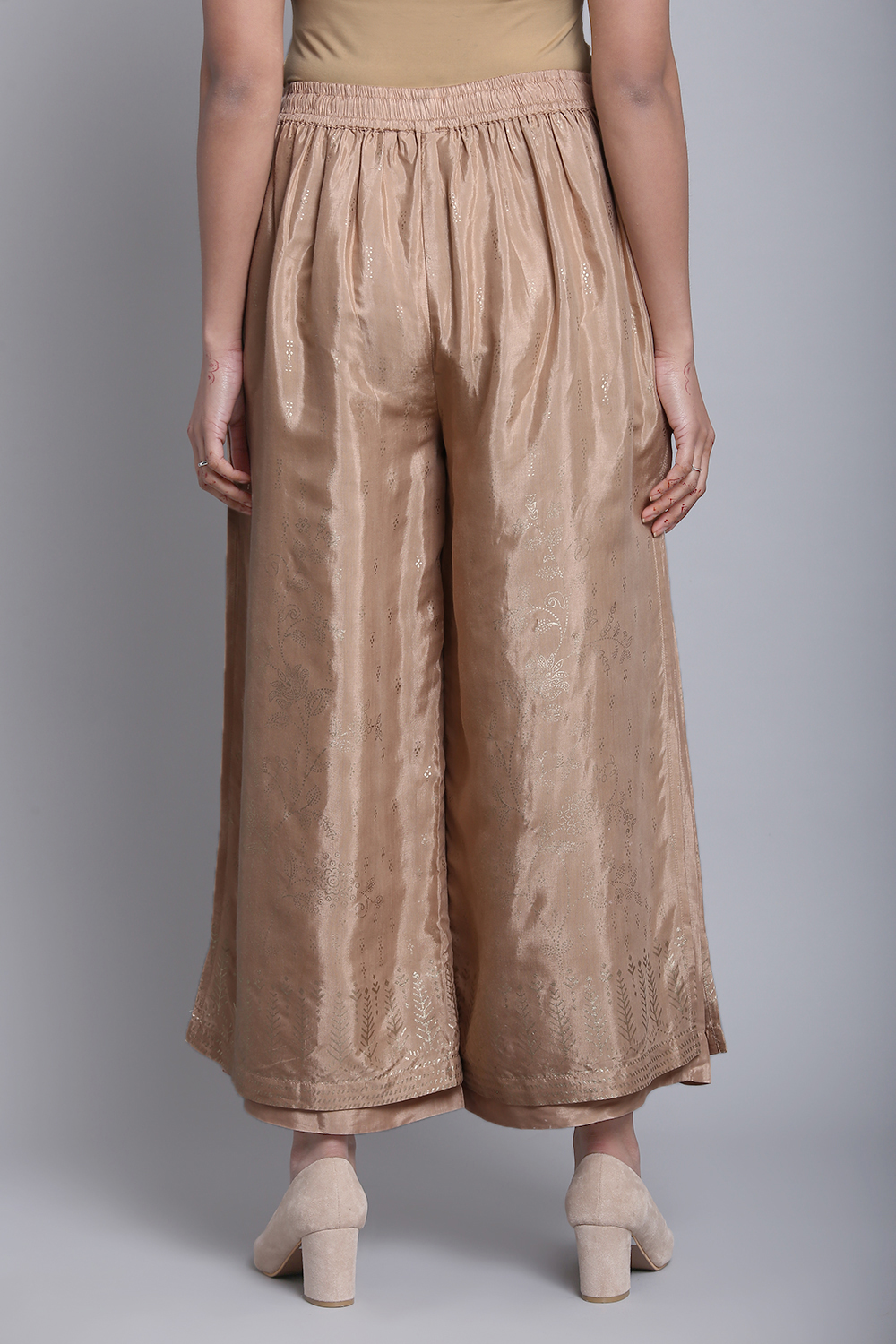 Beige Viscose Palazzo Pants image number 5