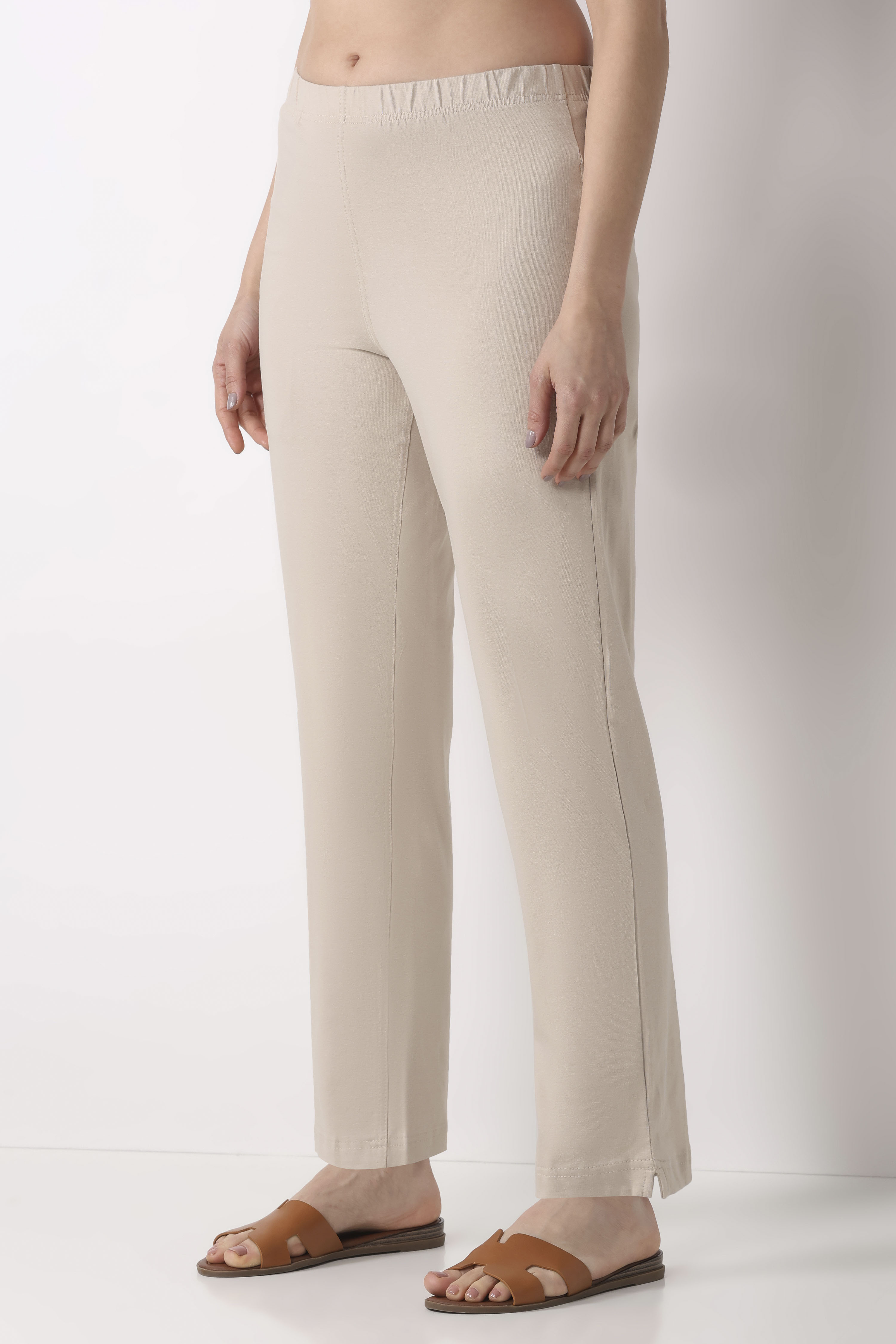 Black Cotton Lycra Fitted Pants image number 2