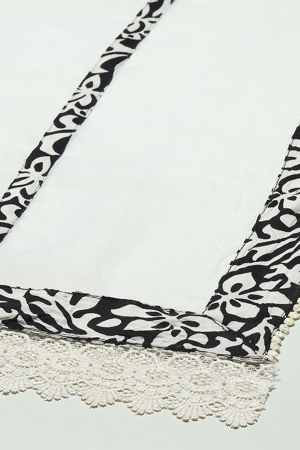 White Black Rayon Unstitched Suit Set image number 4