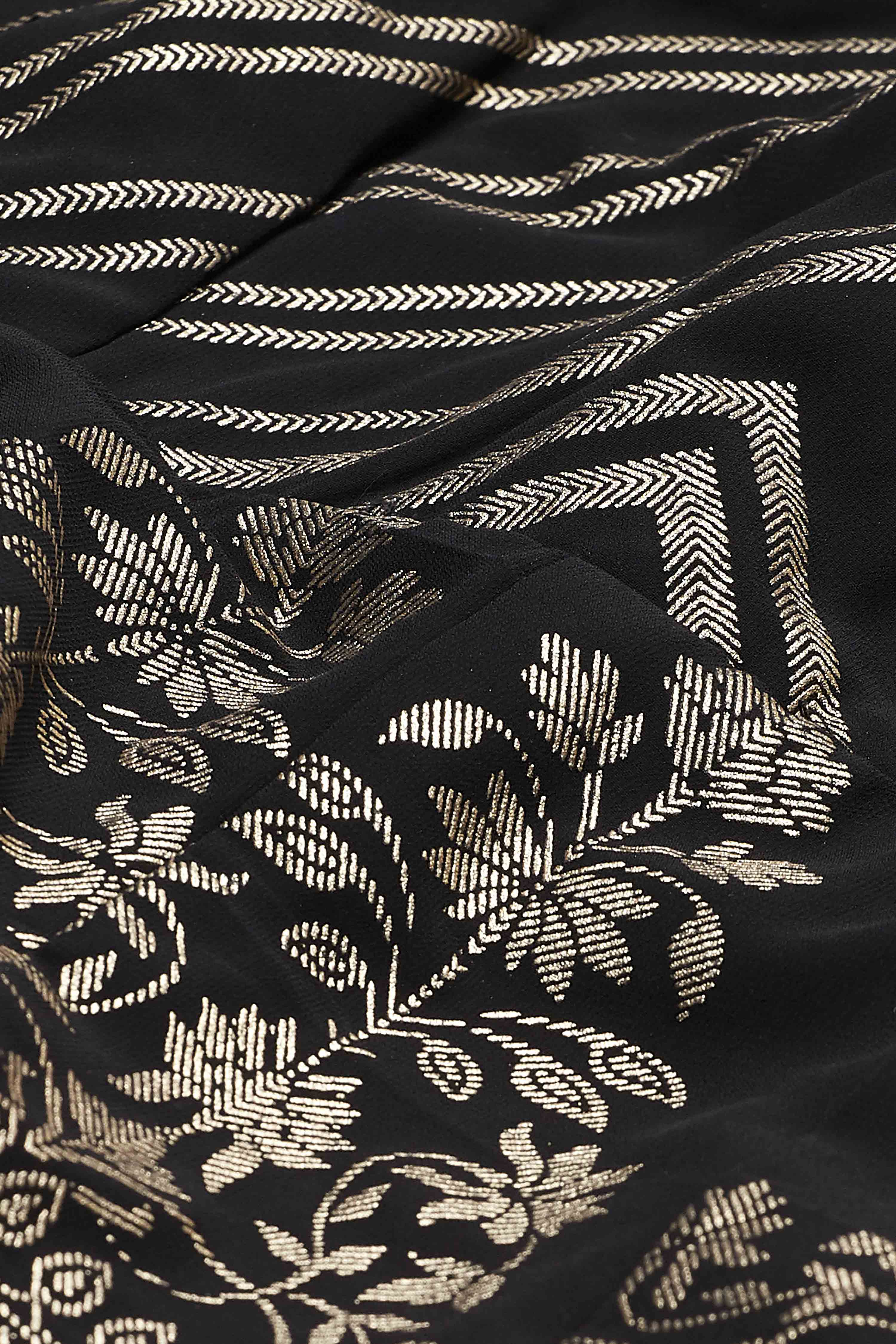 Black Polyester Kalidar Lehenga Set image number 3