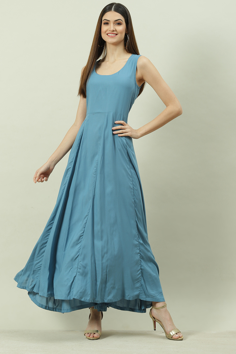 Buy Blue Art Silk with Cape Printed Dress Dress Inner for N A0