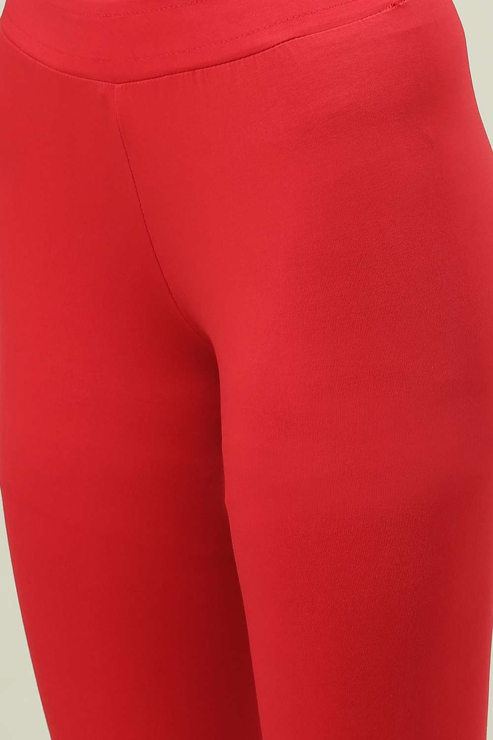 Black Cotton Blend Solid Leggings image number 1