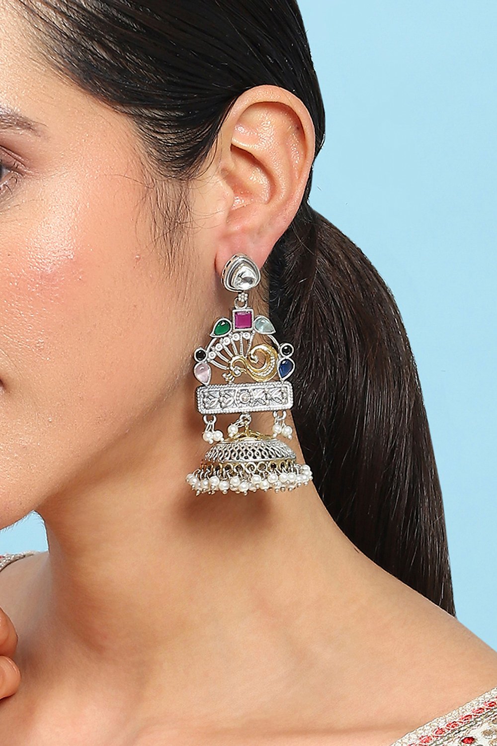 Multicolour Brass Jhumka image number 1