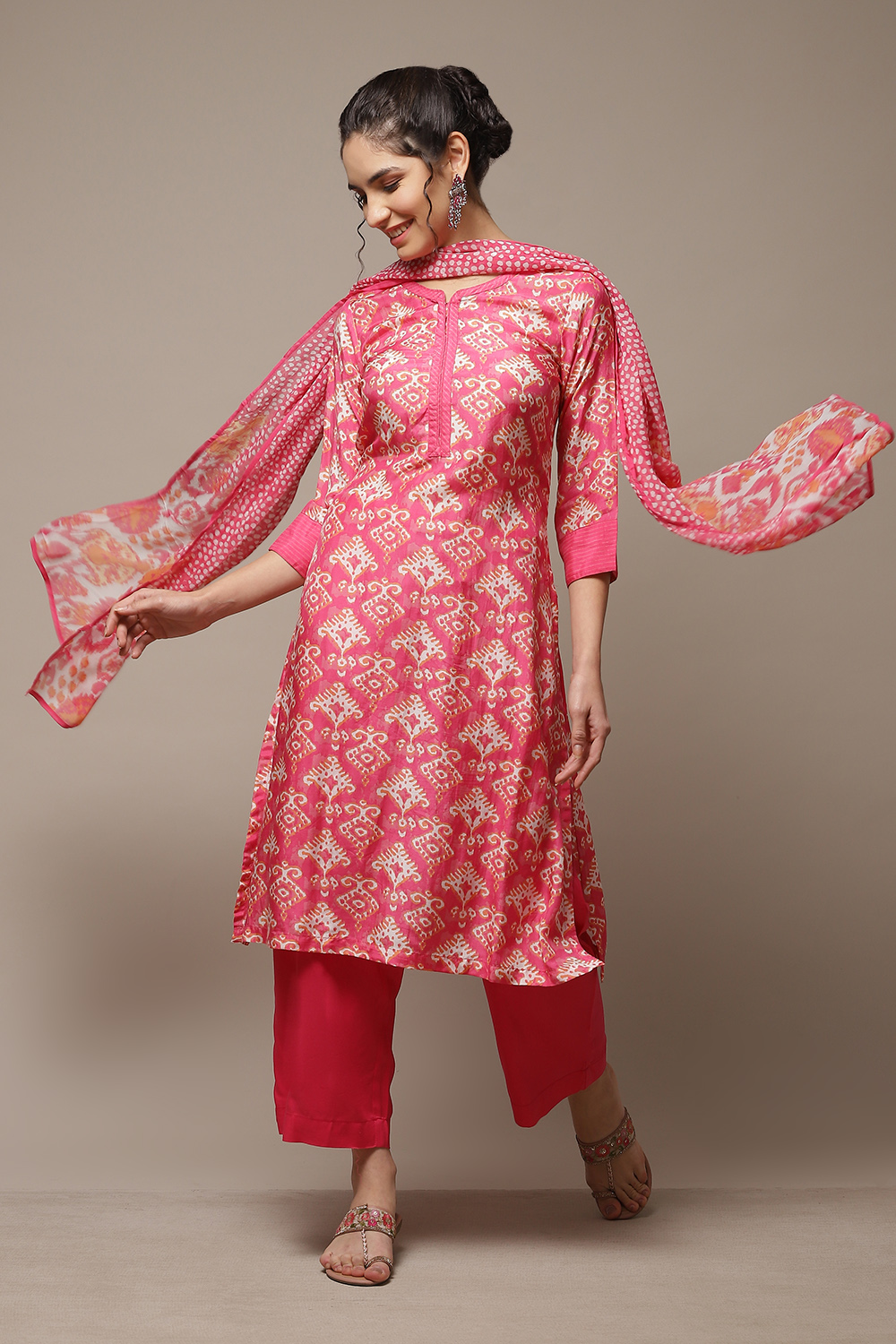 Coral Modal Straight Kurta Palazzo Suit Set image number 0