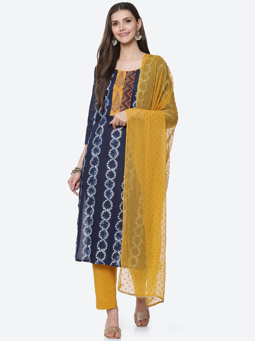 Indigo Cotton Unstitched Suit Set image number 0
