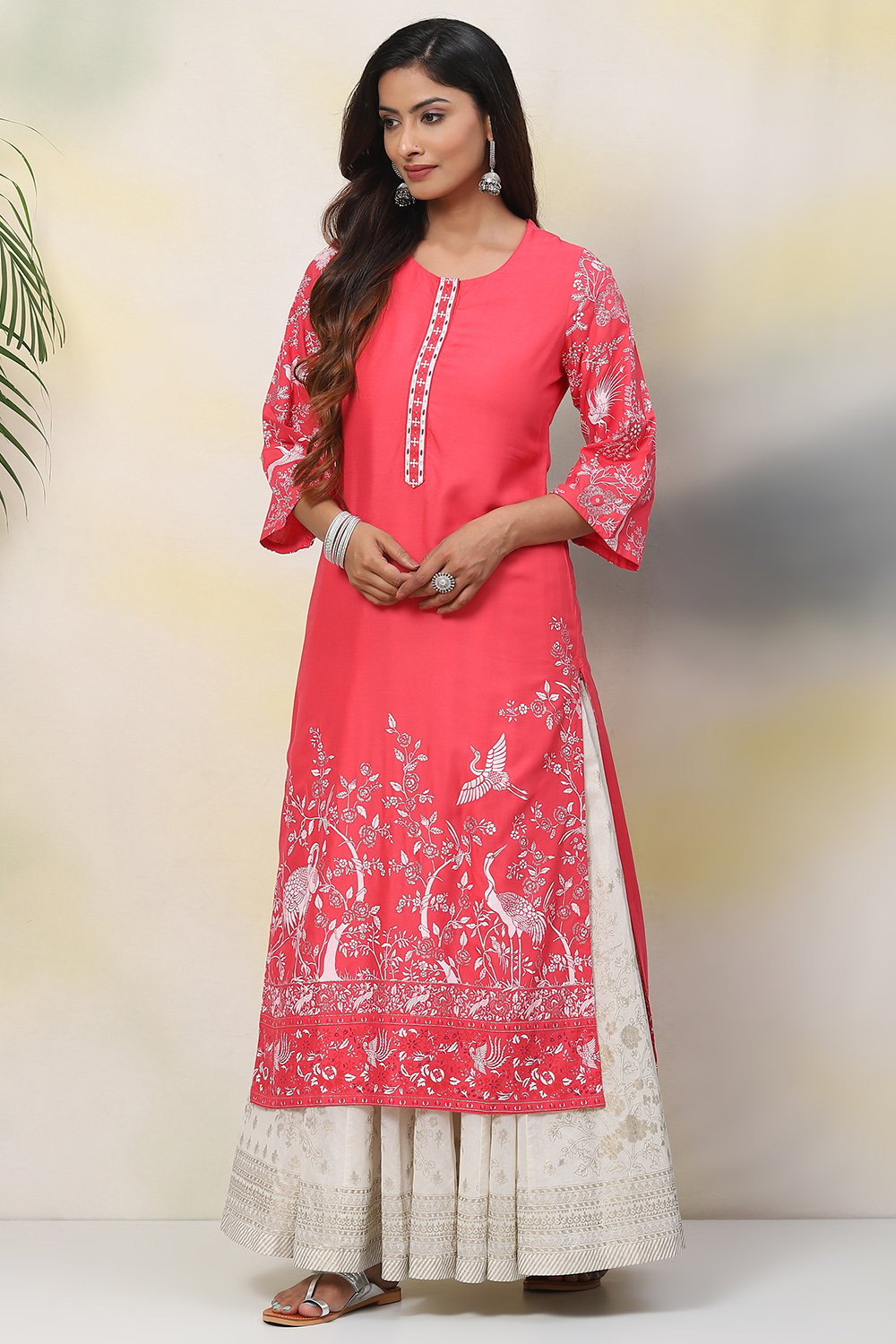 Red Straight Viscose Kurta image number 0