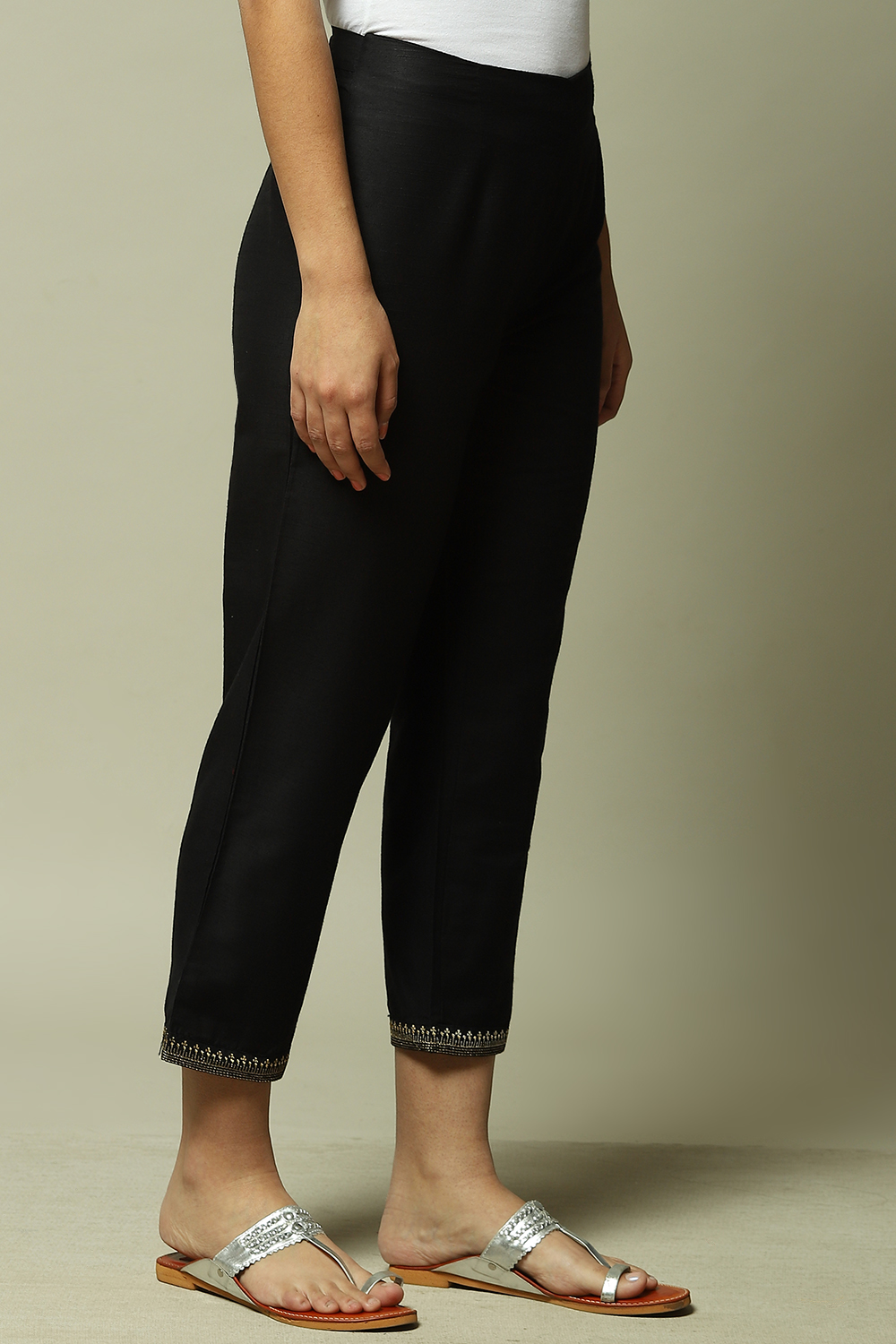 Black Art Silk Pants image number 5