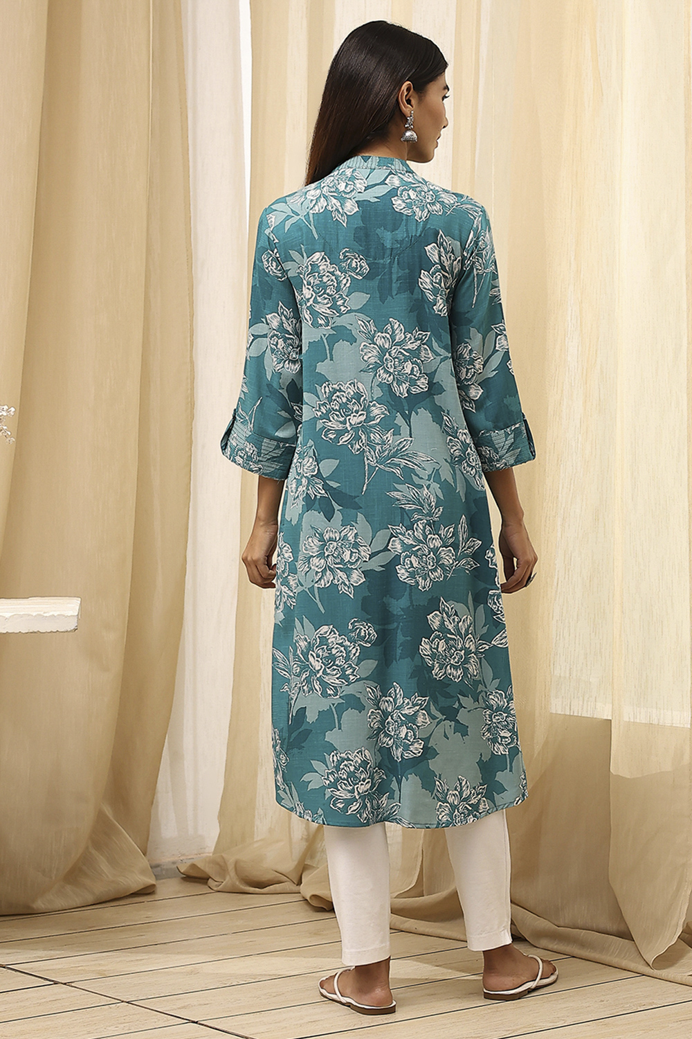 Coral LIVA Straight Printed Kurta image number 4