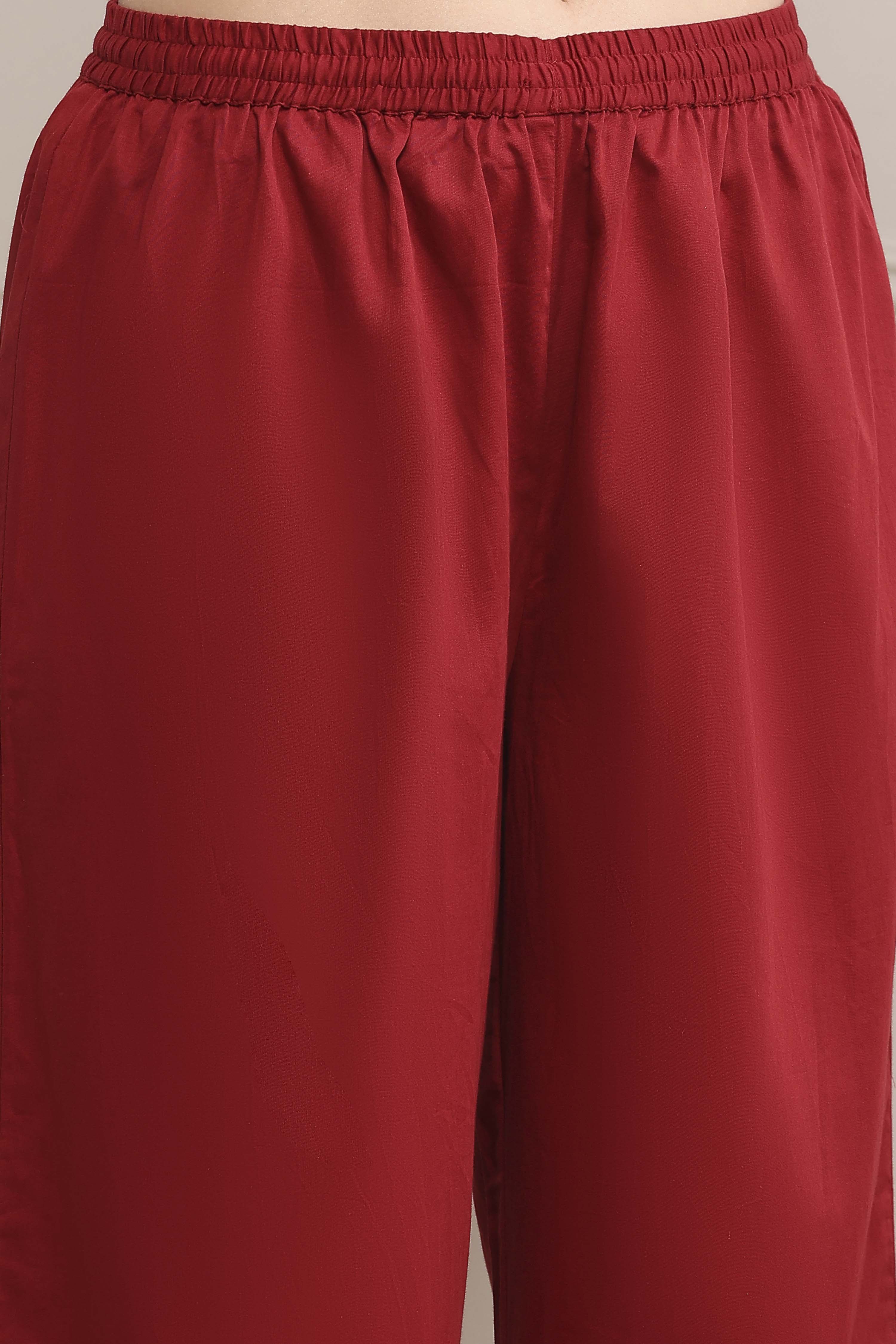 Red Chanderi Kalidar Dyed Suit Set image number 2