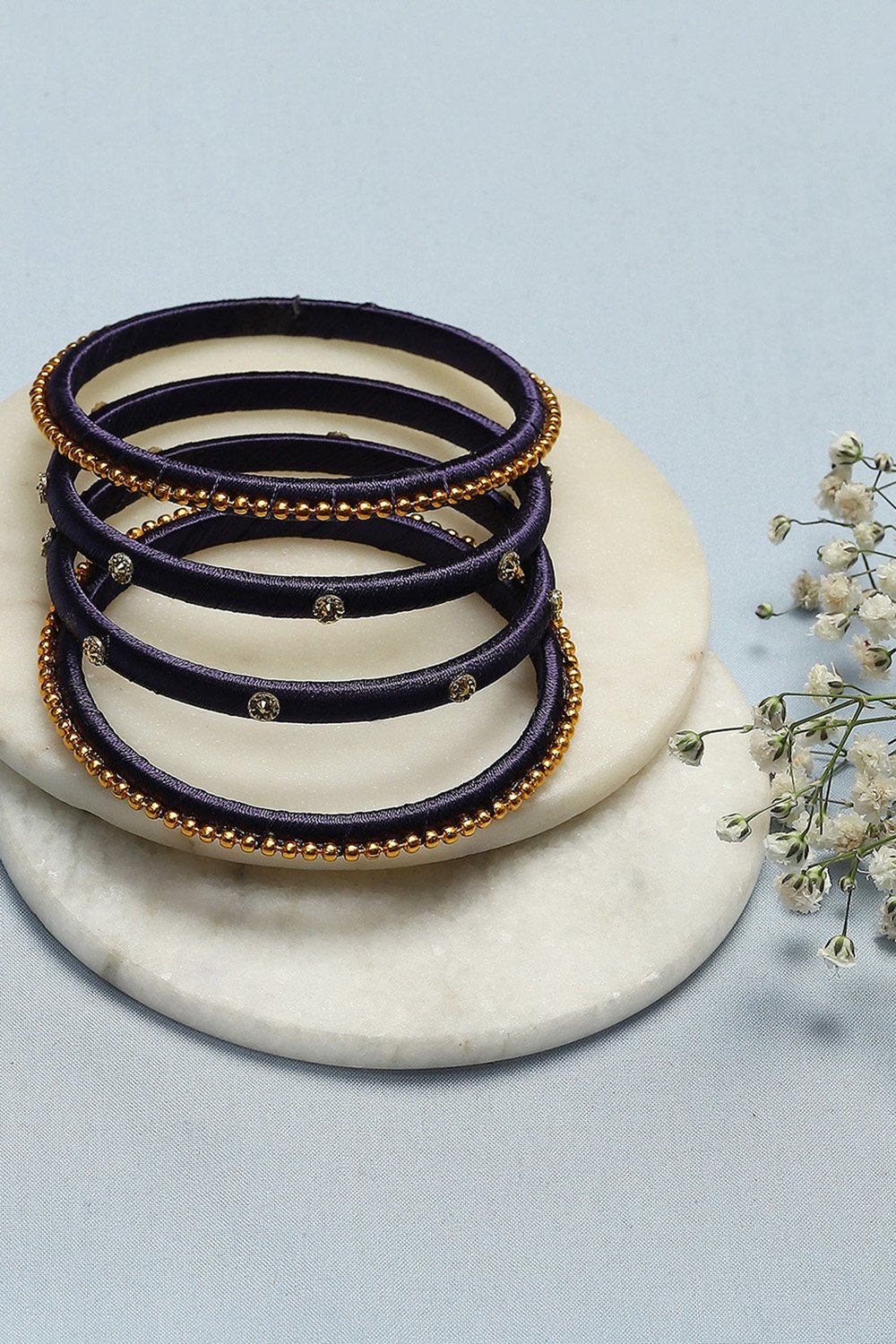 Blue Plastic & Thread Bangles image number 0