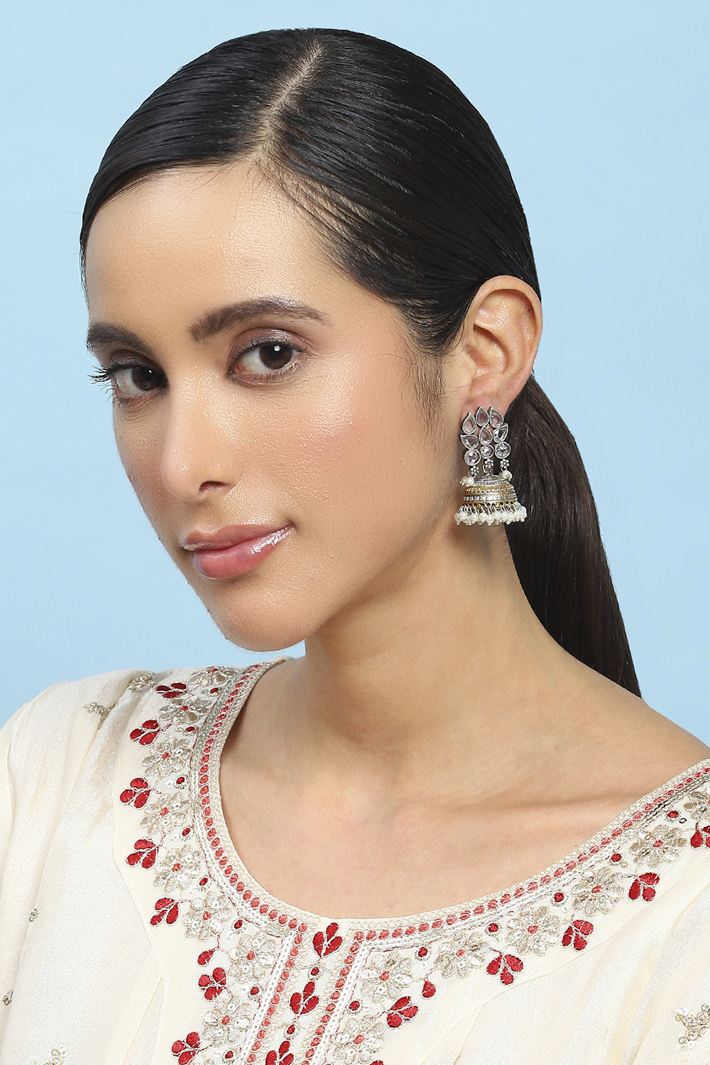 White Brass Jhumka image number 3