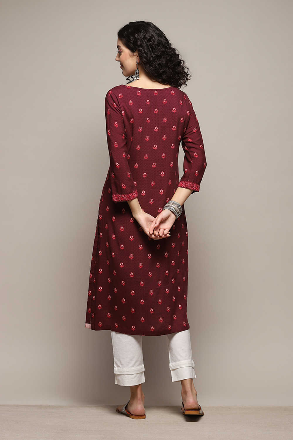 Berry LIVA Straight Printed Kurta image number 3