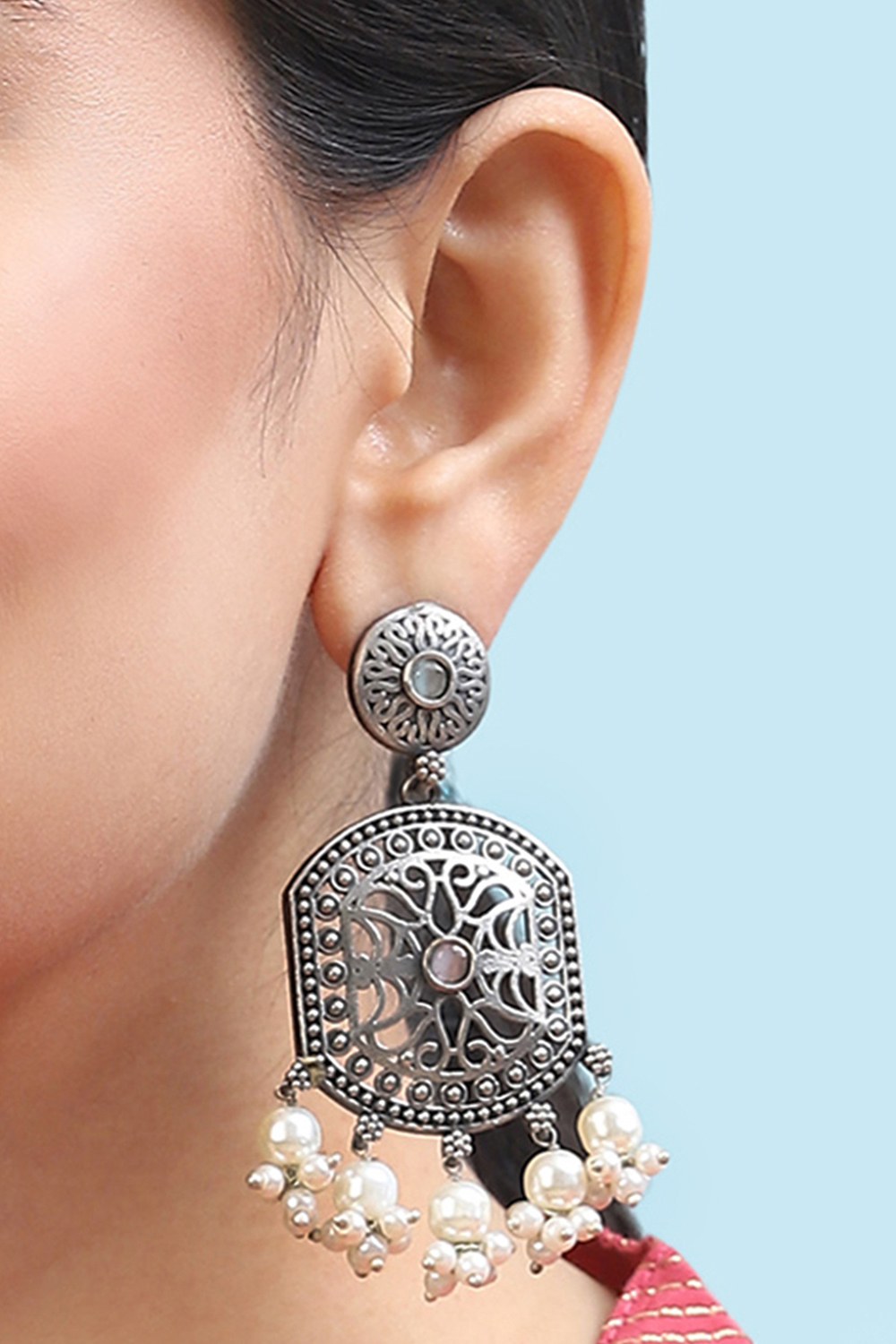 Oxidised Brass Earrings image number 1