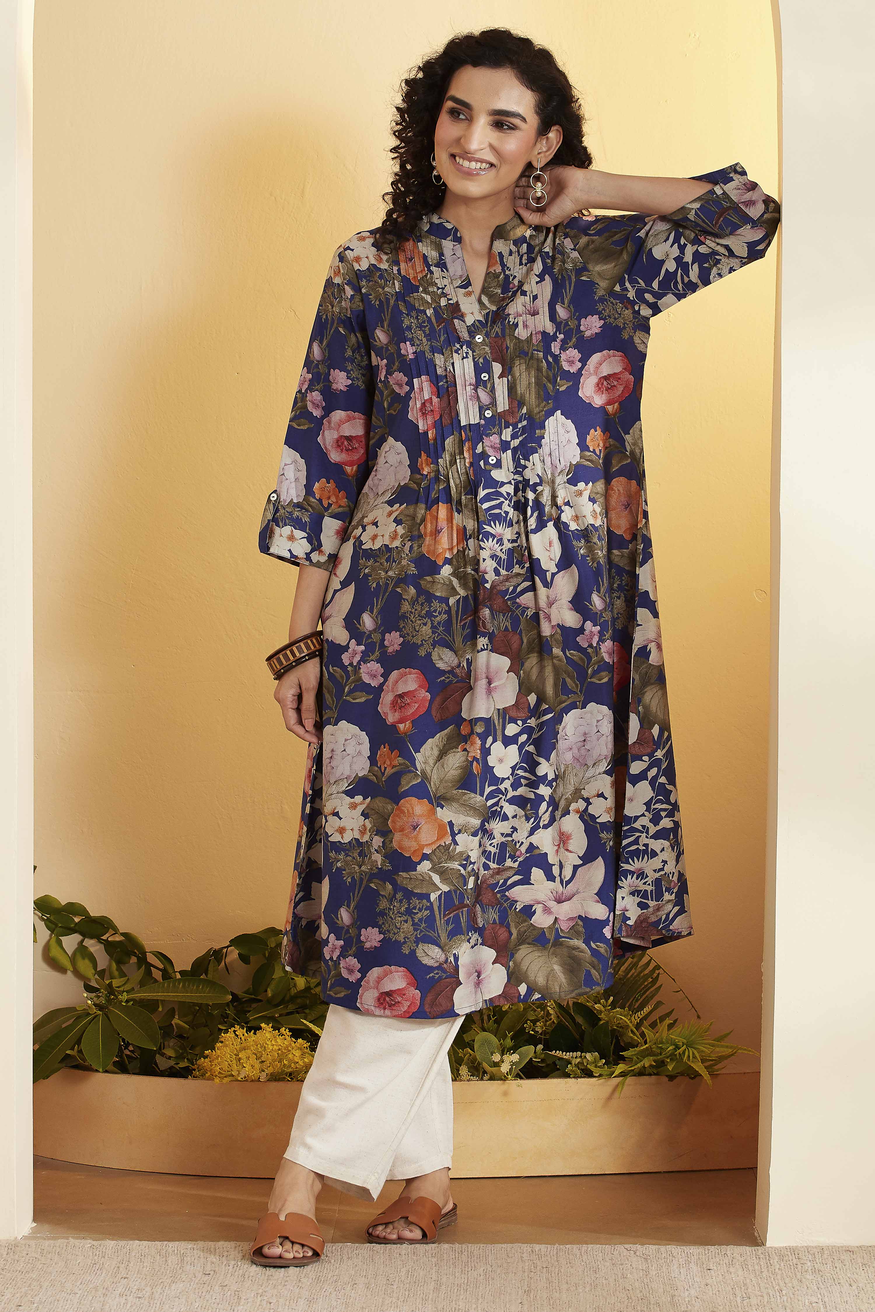 Blue Poly Viscose Straight Kurta image number 0