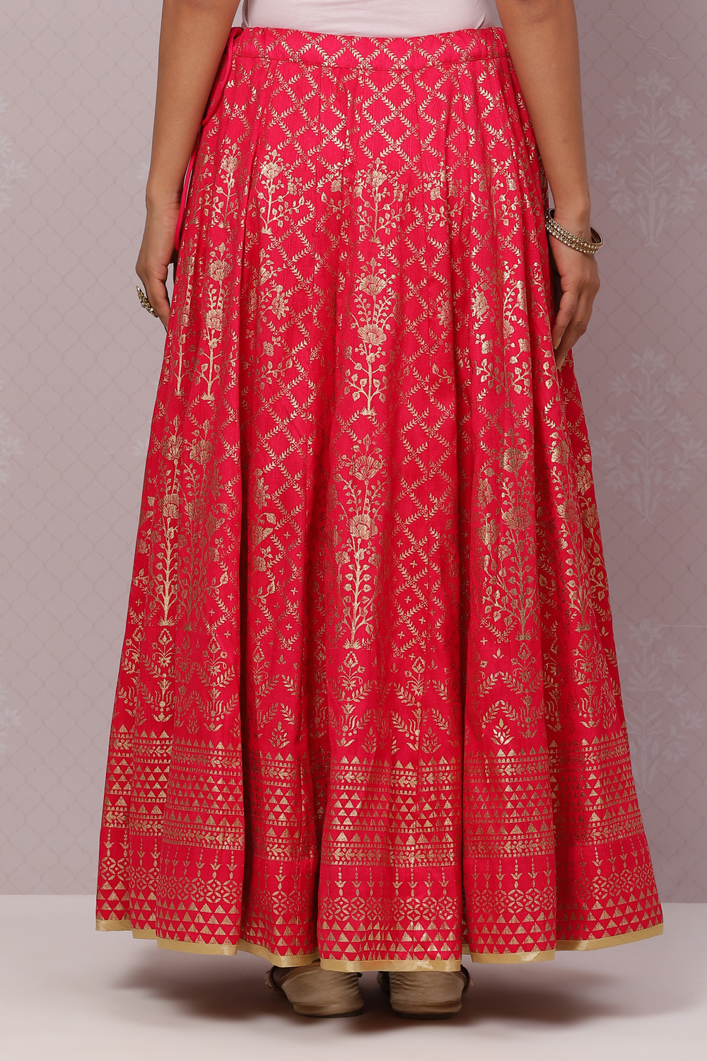 Fuchsia Flared Art Silk Skirts image number 5