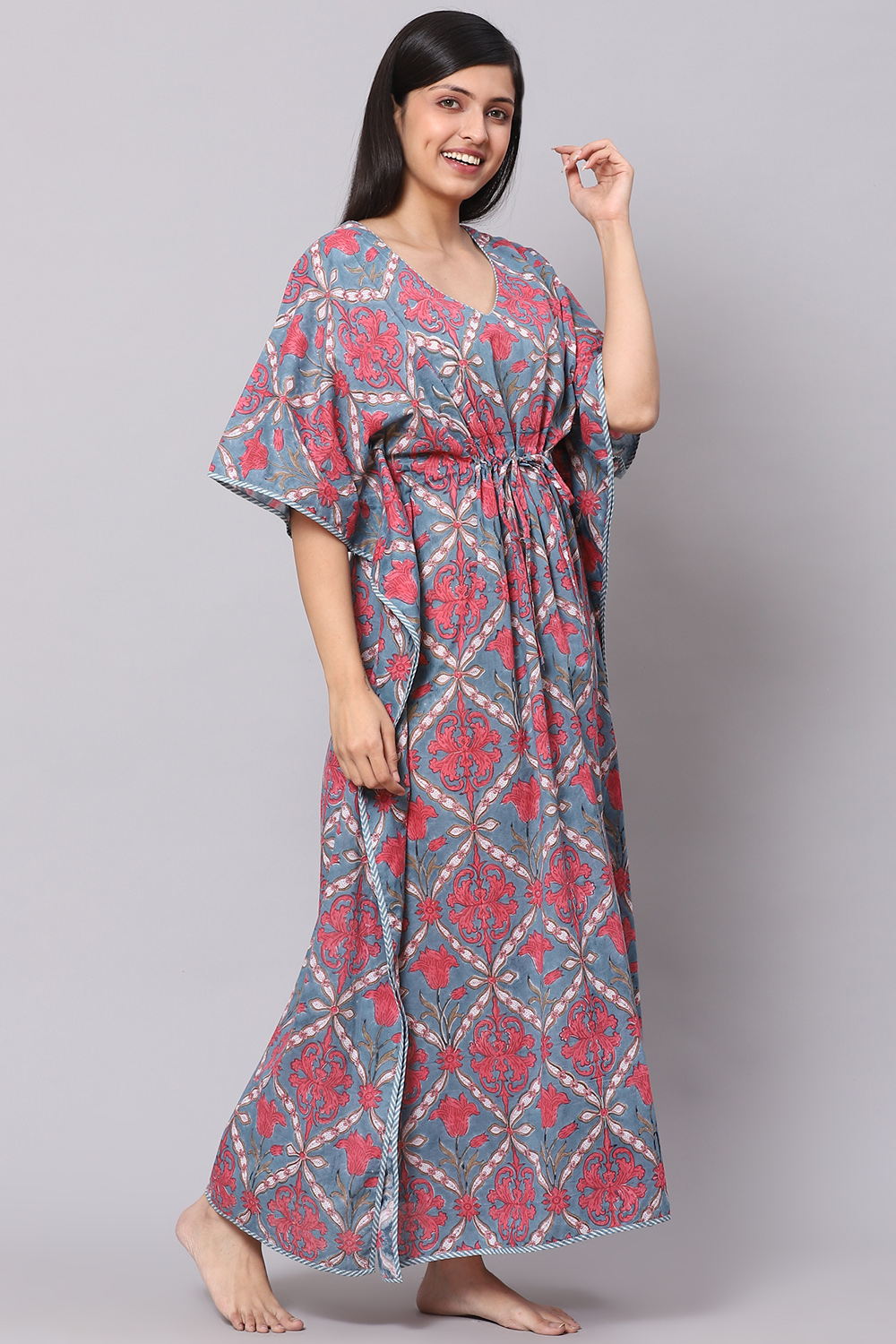 Grey Straight Poly Viscose Printed Sleepwear image number 3