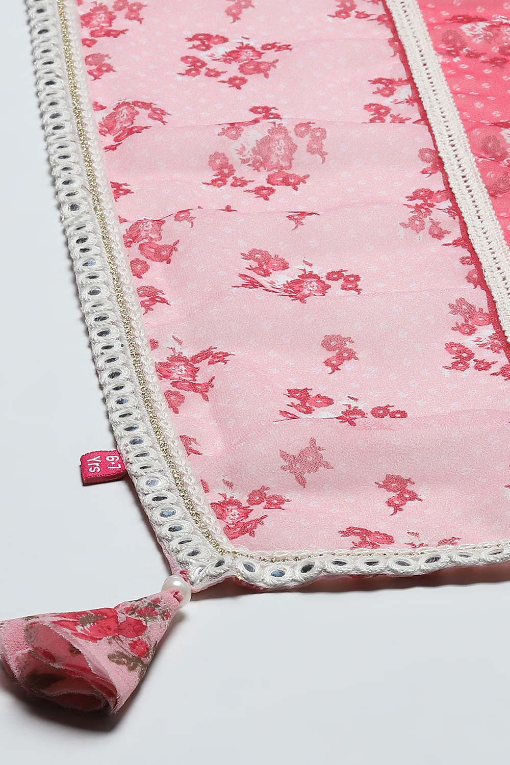 Pink Poly Georgette Floral Printed Peplum Suit Set image number 3