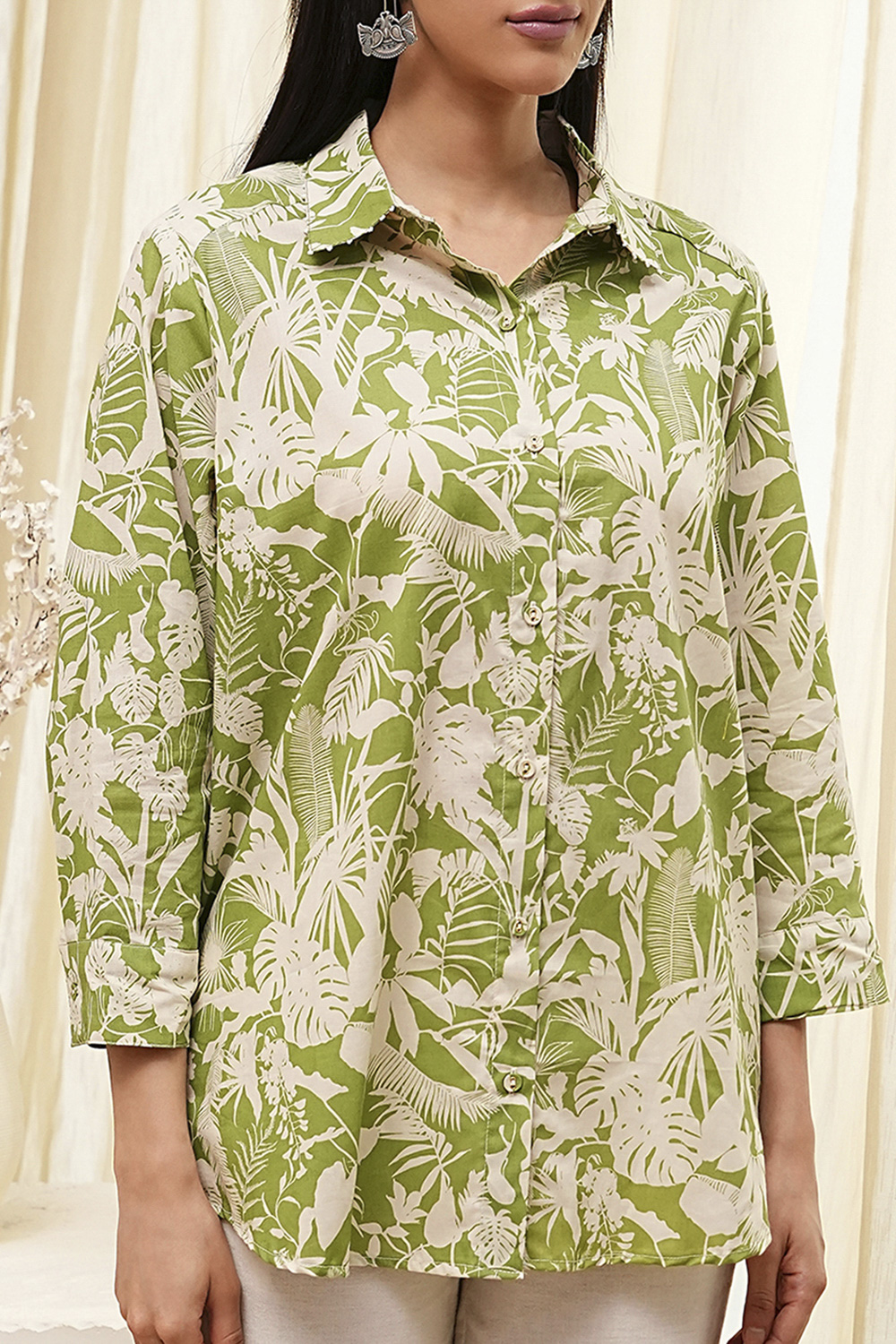 Natural Green Straight Shirt image number 1